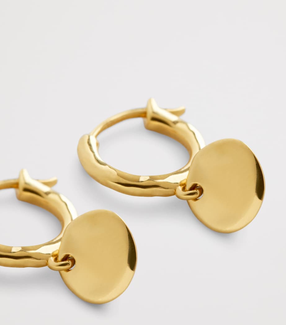 Monica Vinader Mini Gold Vermeil MV Siren Muse Disc Huggie Earrings Gold Vermeil Image 2