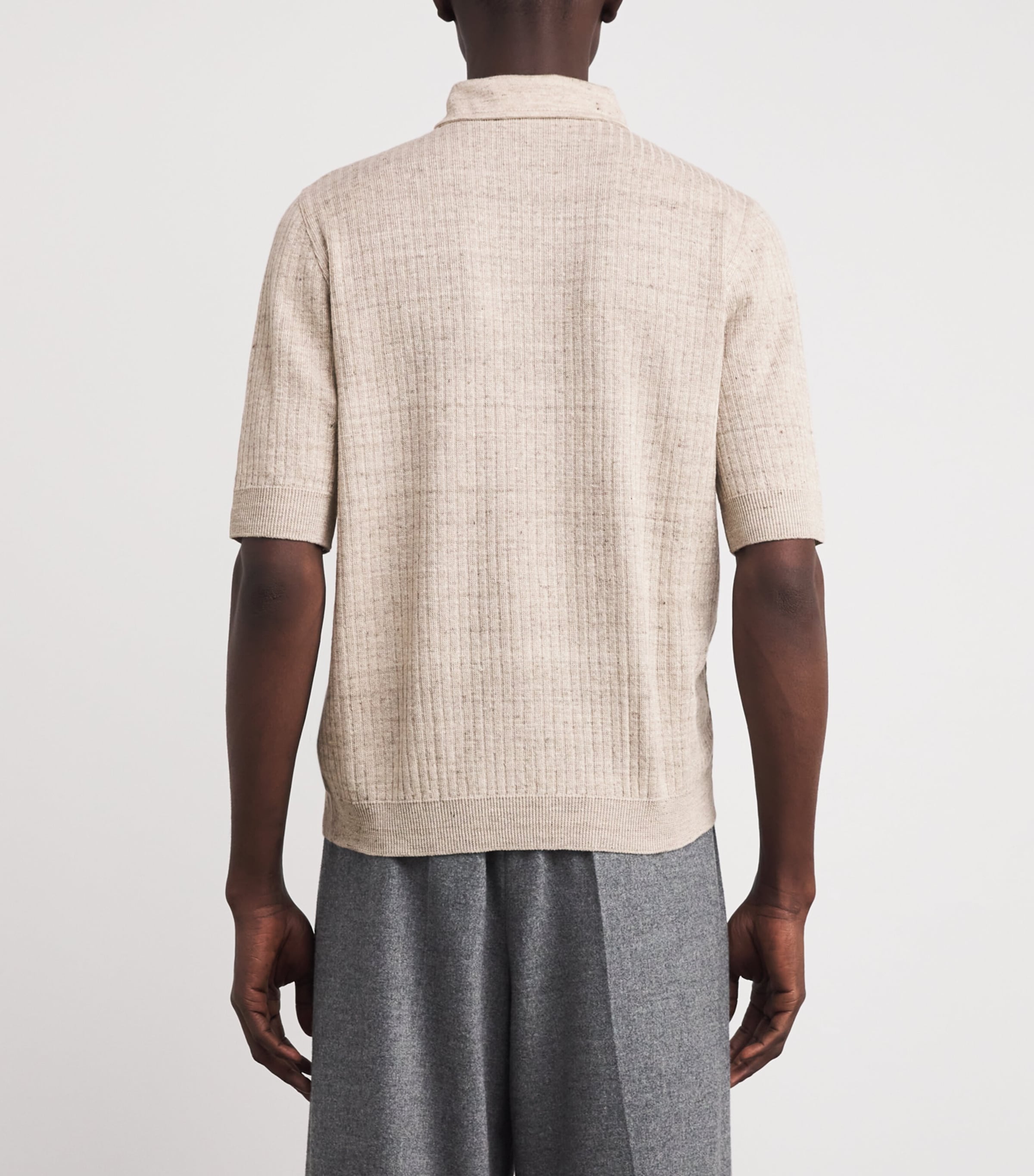 Cotton Knit Polo Shirt 215 BEIGE Image 4