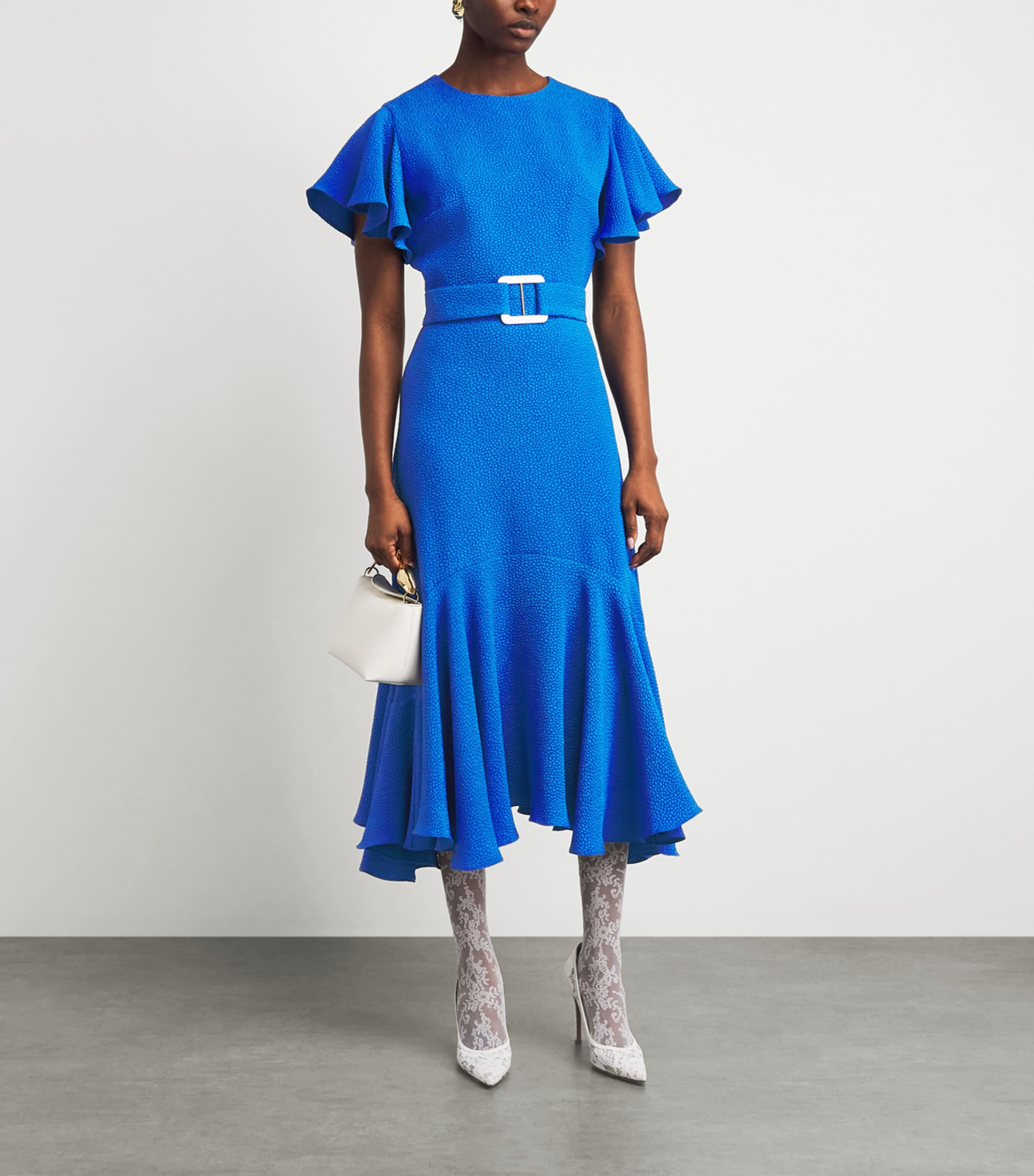 Edeline Lee Womens Jacquard Dada Midi Dress Royal Blue Image 2