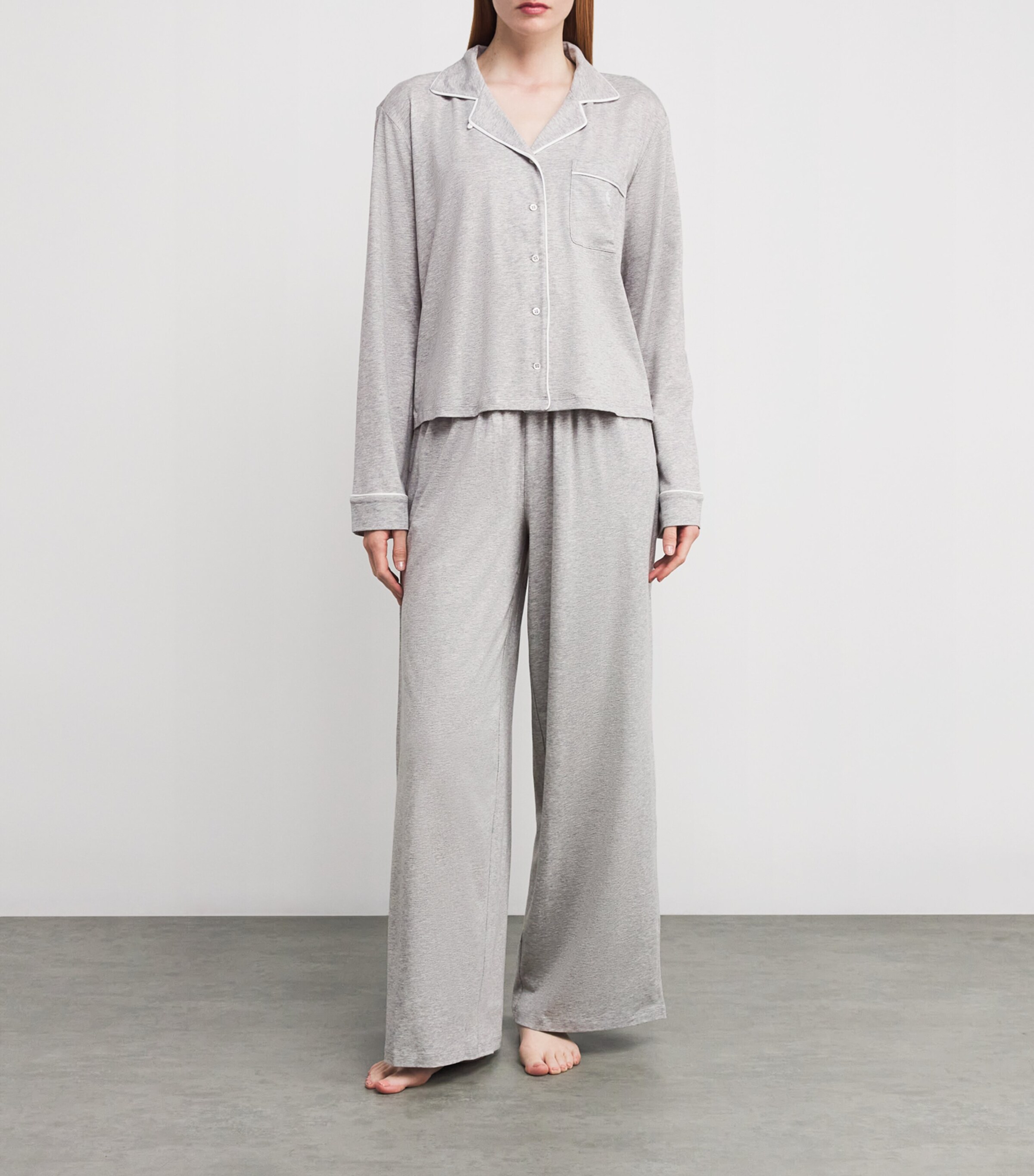 Polo Ralph Lauren Womens Jersey Pyjama Set Heather Grey Image 2
