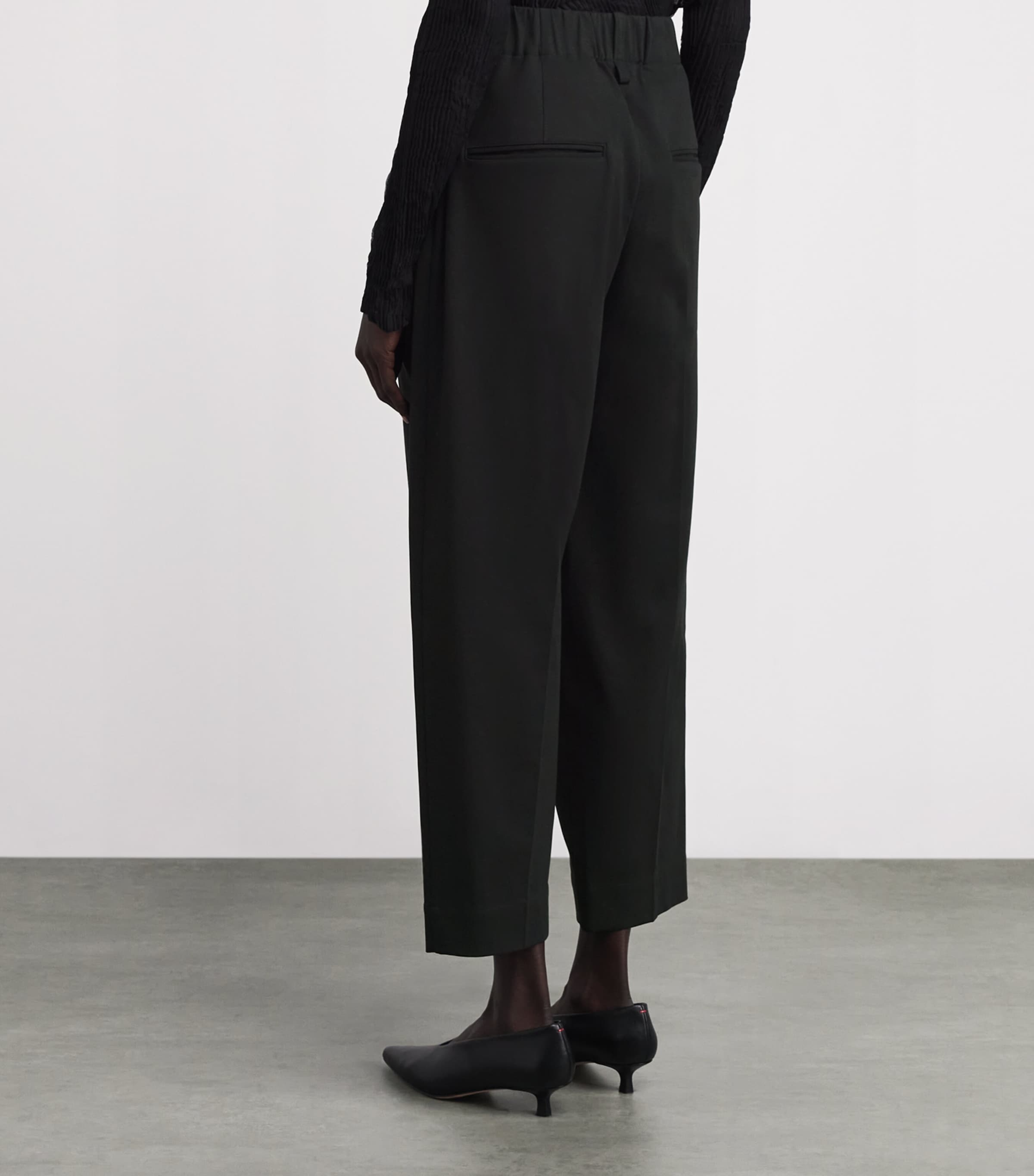 Issey Miyake Womens Cotton-Blend Simple Ensemble Trousers Black Image 4