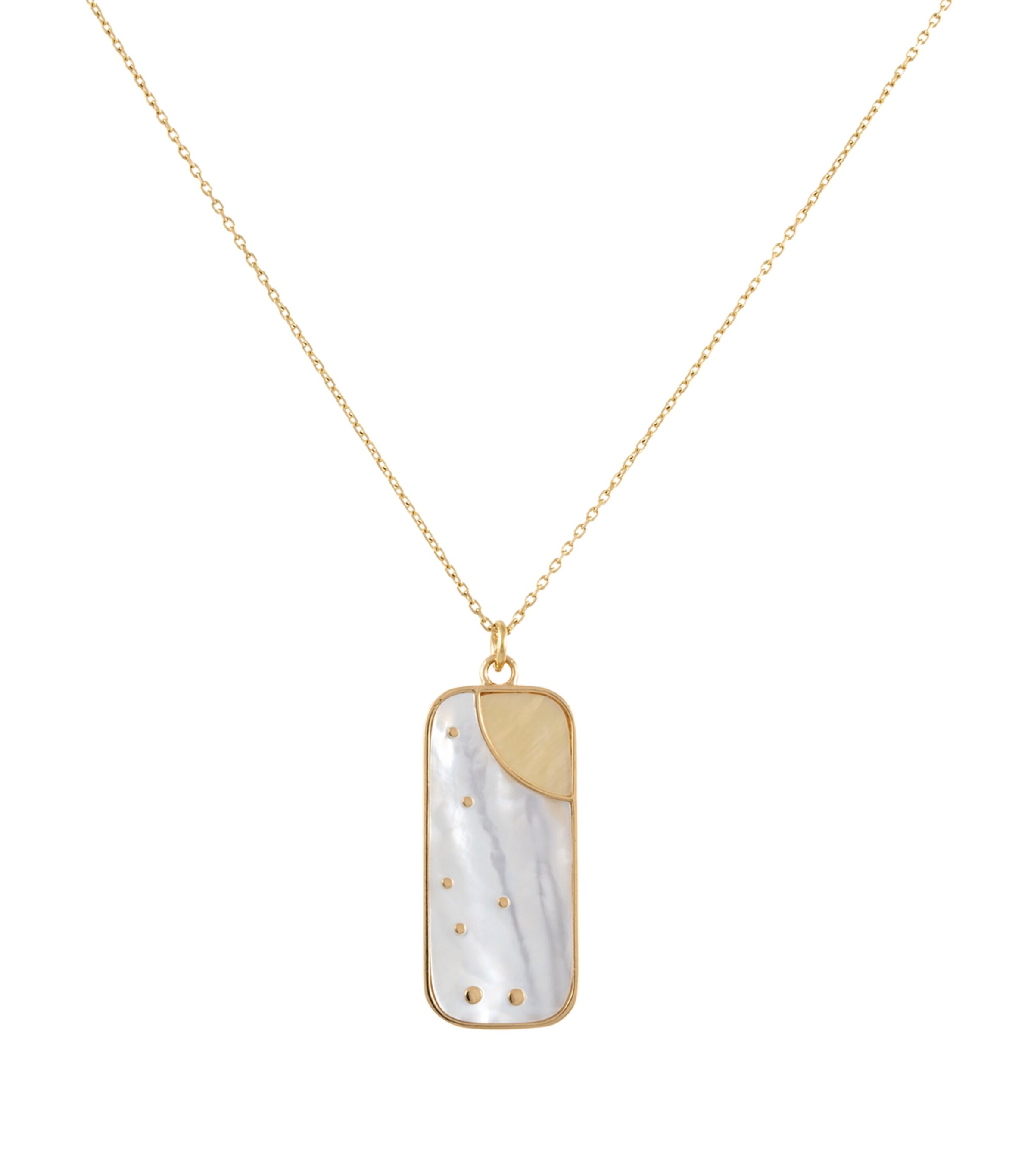 Yellow Gold, Diamond and Mother-of-Pearl Elements of Love Air Pendant Necklace WHITE Image 2