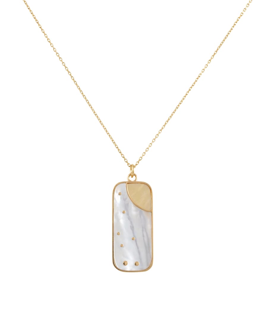 Yellow Gold, Diamond and Mother-of-Pearl Elements of Love Air Pendant Necklace WHITE Image 2