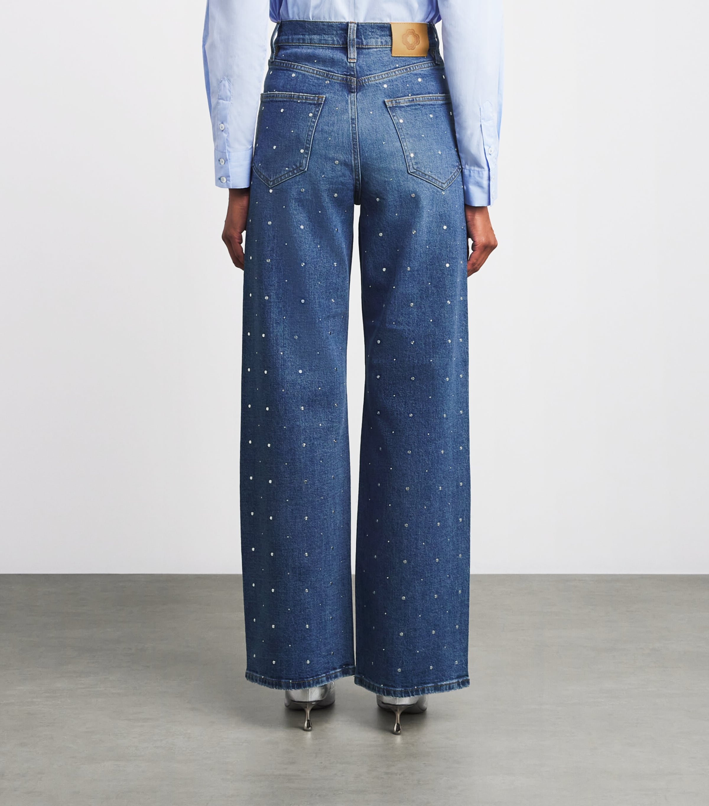 Studded Wide-Leg Jeans BLUE Image 4