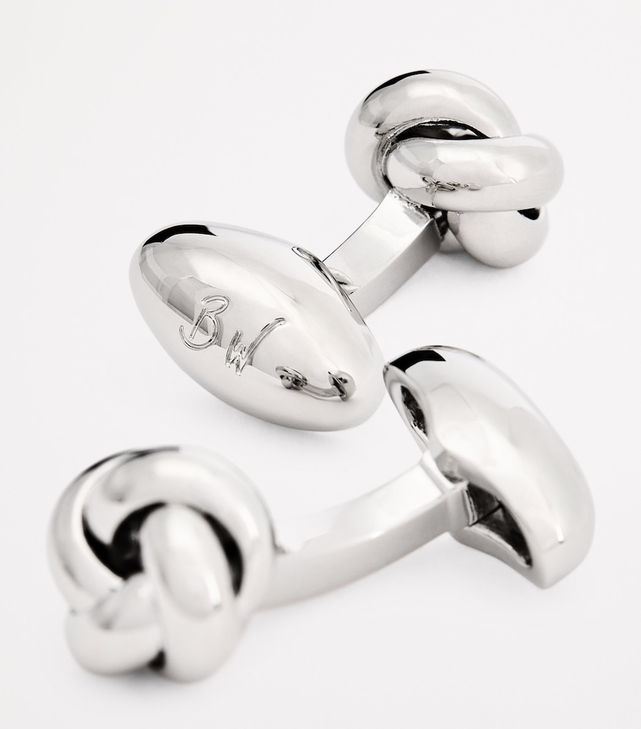 Babette Wasserman Rhodium-Plated Metal Knot Cufflinks Silver Image 6