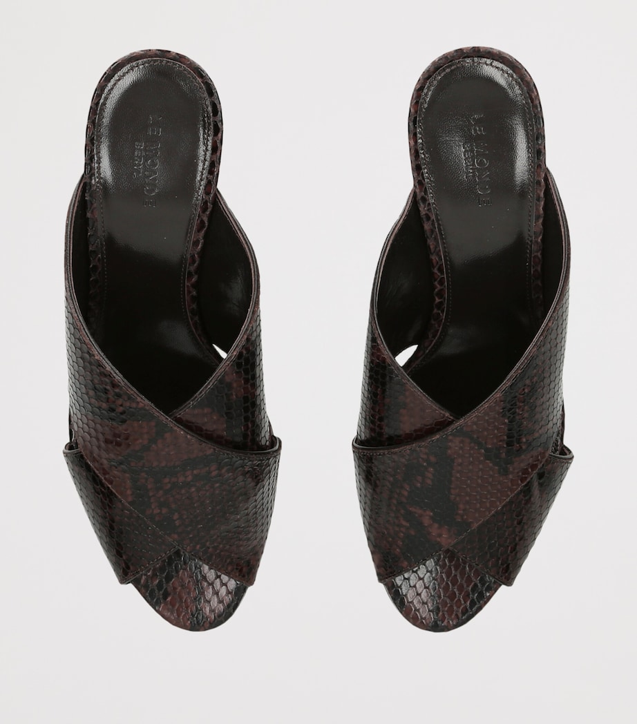 Le Monde Beryl Leather Sneak-Effect Luca Mules 70 Dark Brown Image 4