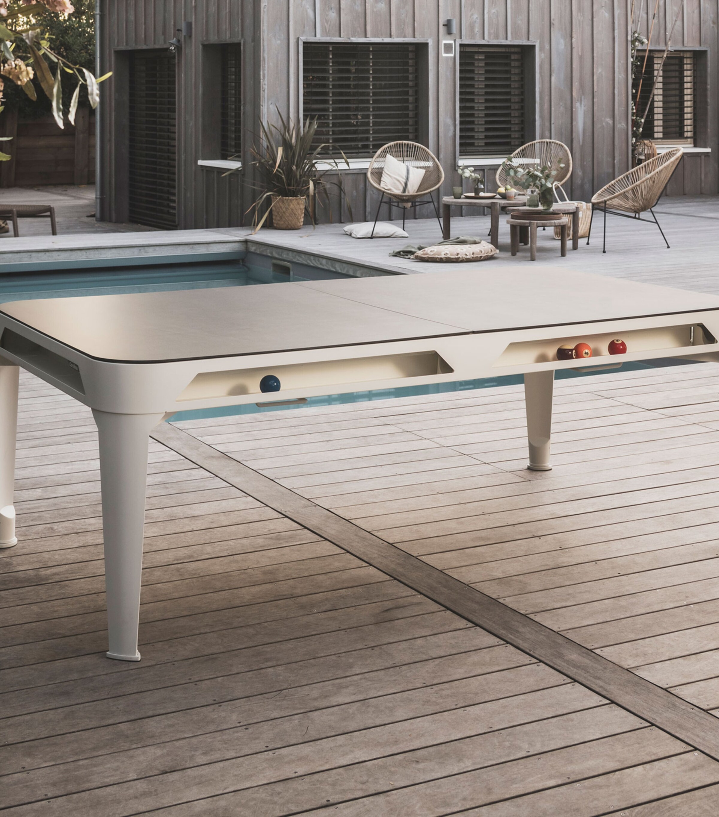 Cornilleau Hyphen Outdoor Pool Table Pol Wht Mot Drk Gry Image 5