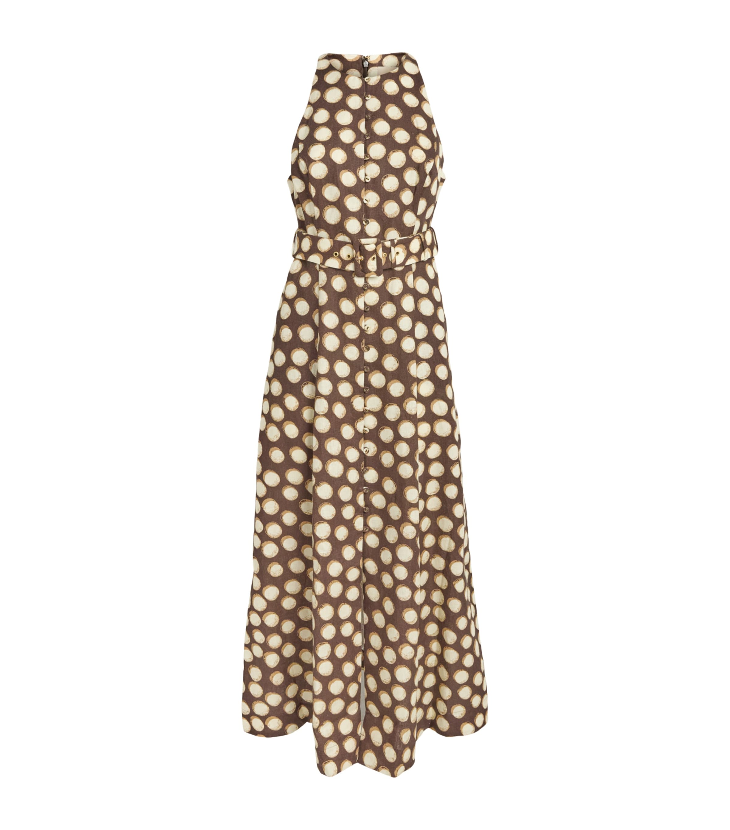 ALEMAIS Womens Linen Paula Midi Dress Chocolate Image 1