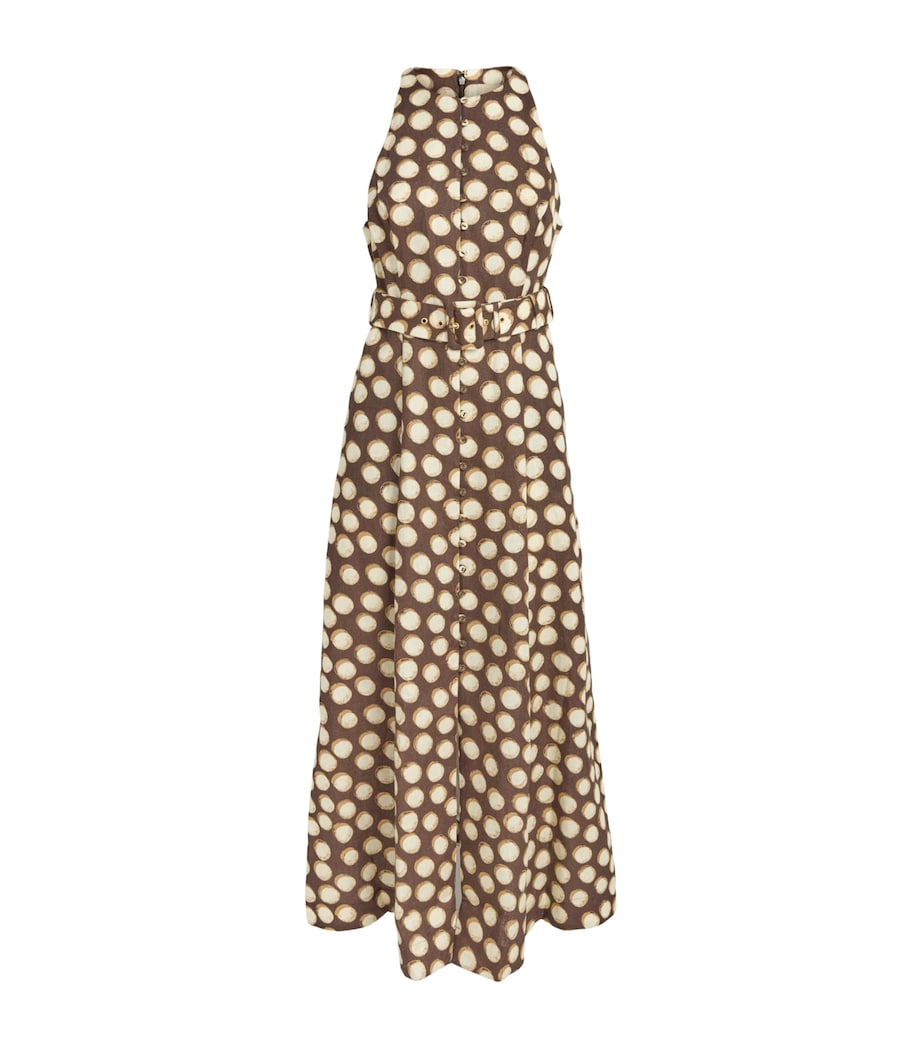 ALEMAIS Womens Linen Paula Midi Dress Chocolate Image 1