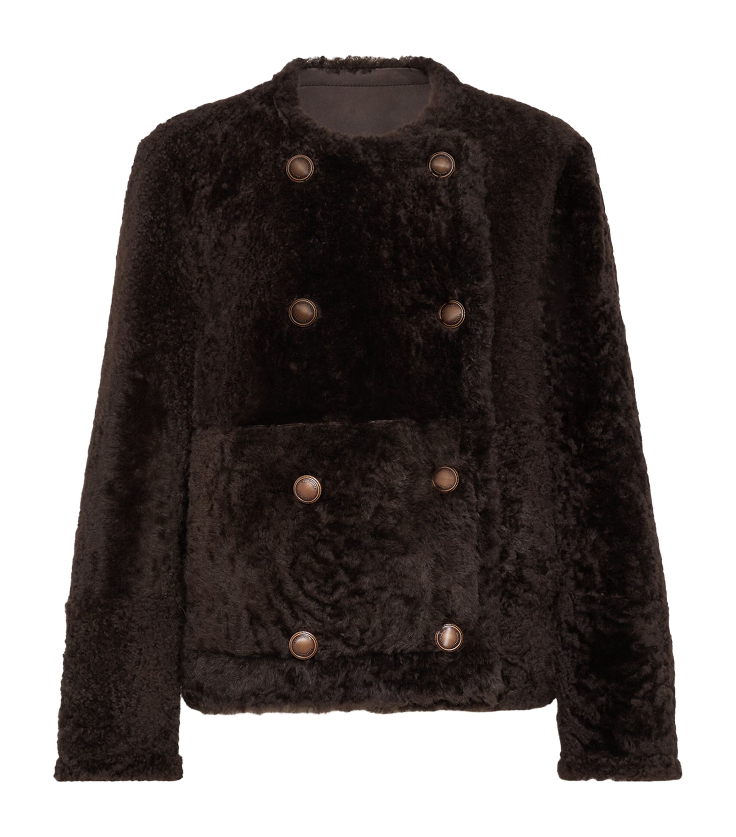 Brunello Cucinelli Reversible Double-breasted Fur Jacket With Button Detailing In Brown