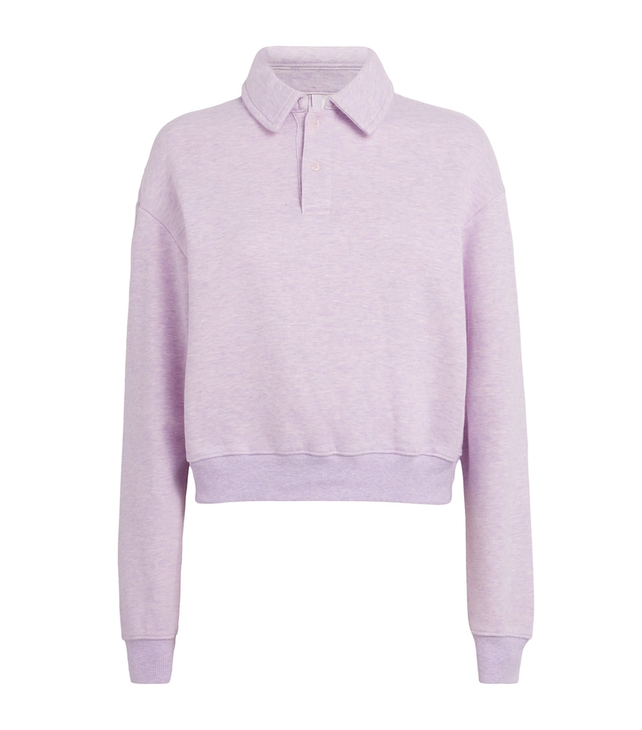 Cotton-Blend Fleece Polo Sweatshirt PURPLE HEATHER Image 1