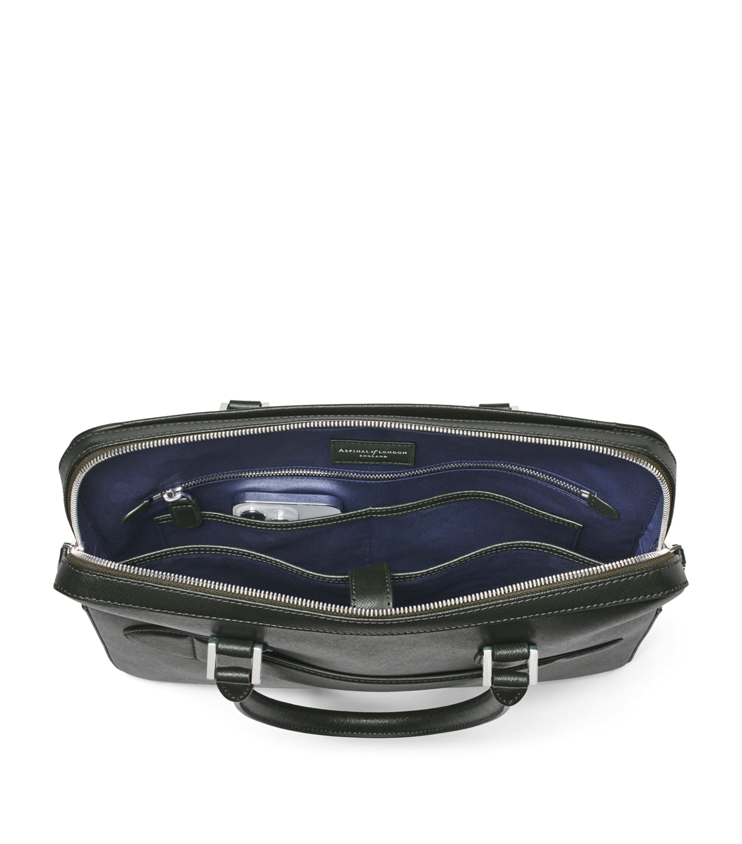 Aspinal Of London Leather Mount Street Briefcase Bag Forestgreen Image 8
