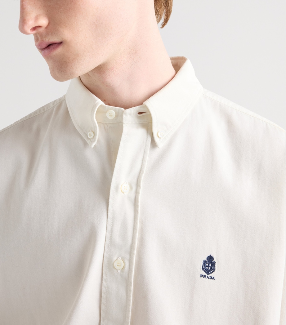 Prada Mens Cotton Logo Shirt Neutral Image 5