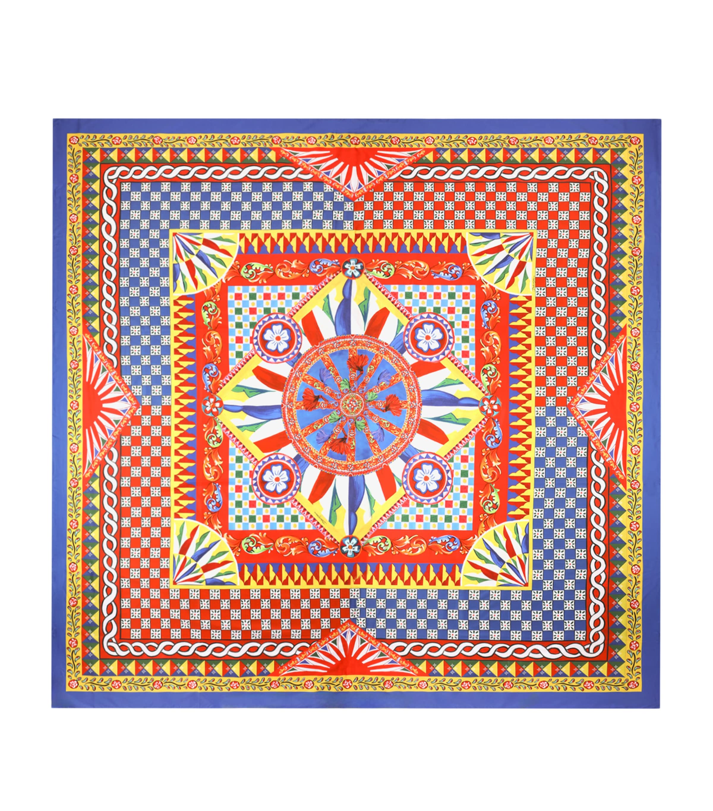 Dolce&Gabbana Casa Cotton Carretto King Fitted Sheet (300cm x 300cm) Carretto Multi Image 1