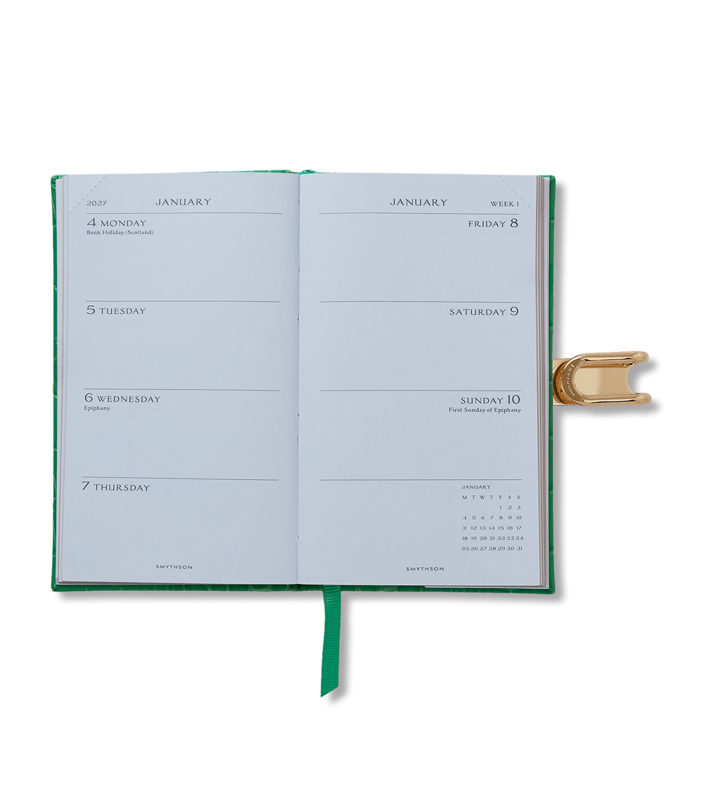 Smythson Leather Panama Weekly Diary 2027 Jade Image 2