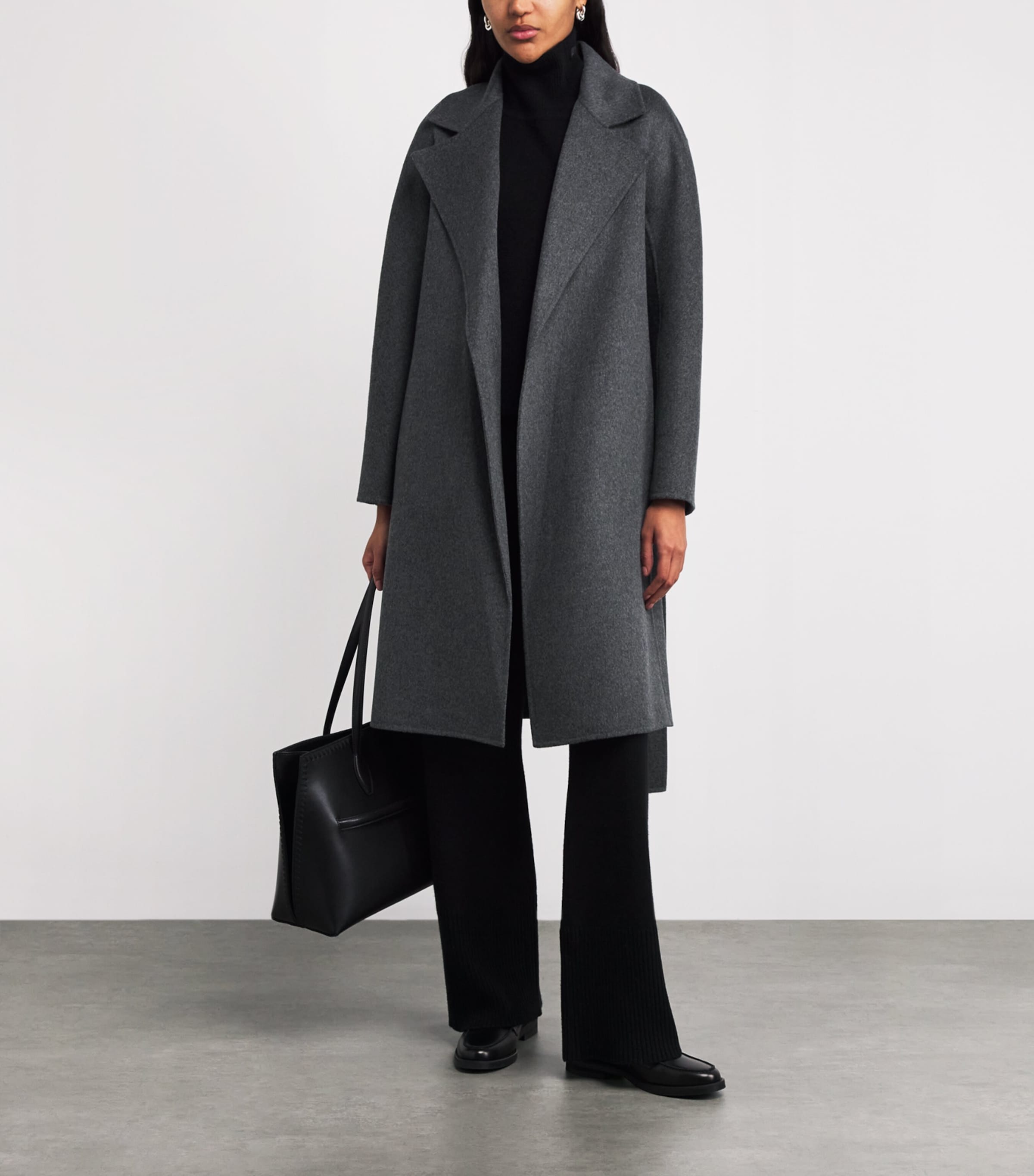 Double-Faced Wool-Cashmere Costa Coat SMOKE Image 2