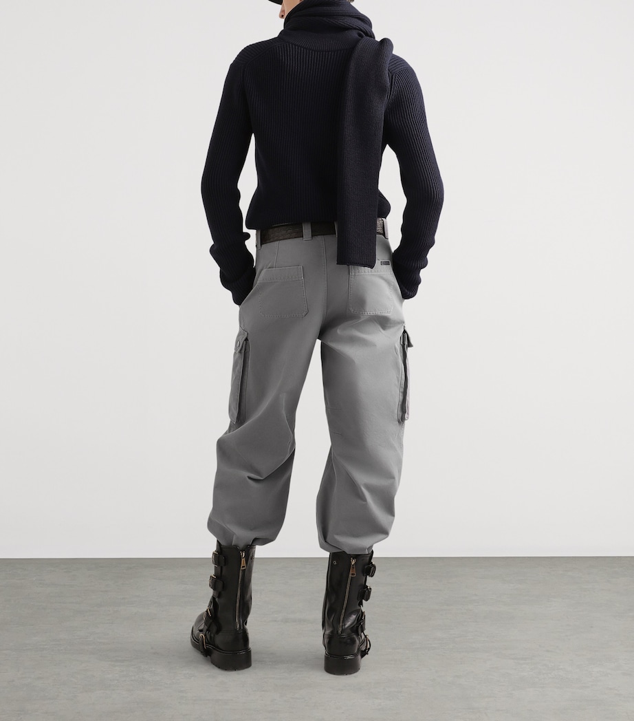 Virgin Wool Quarter-Zip Sweater B6712 BLUE Image 3