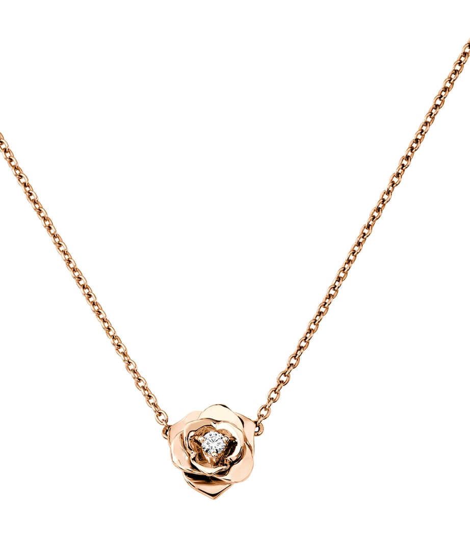 Rose Gold and Diamond Rose Pendant Necklace GOLD Image 1