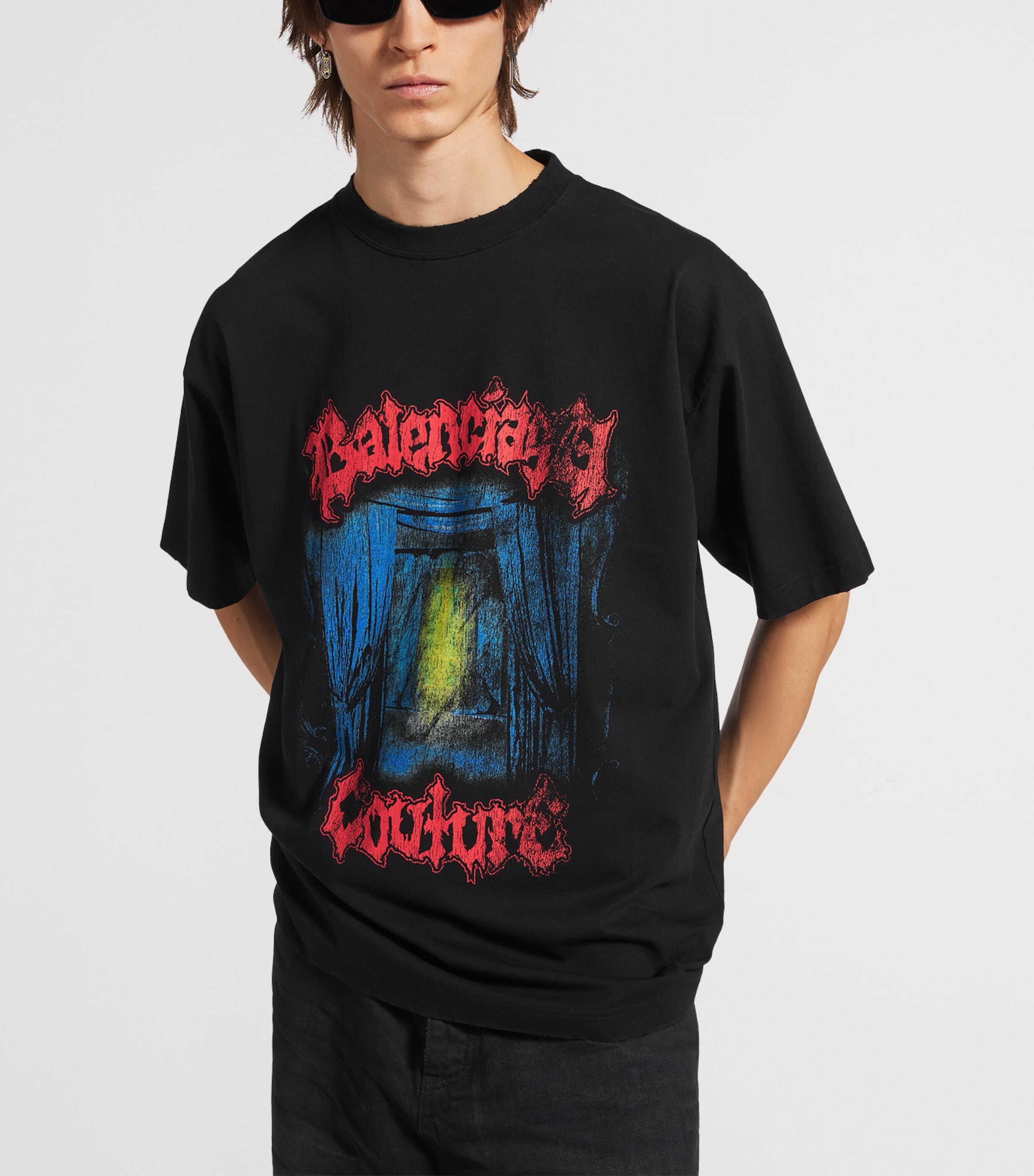 Balenciaga Mens Cotton Salon de Couture Gothic T-Shirt Image 5