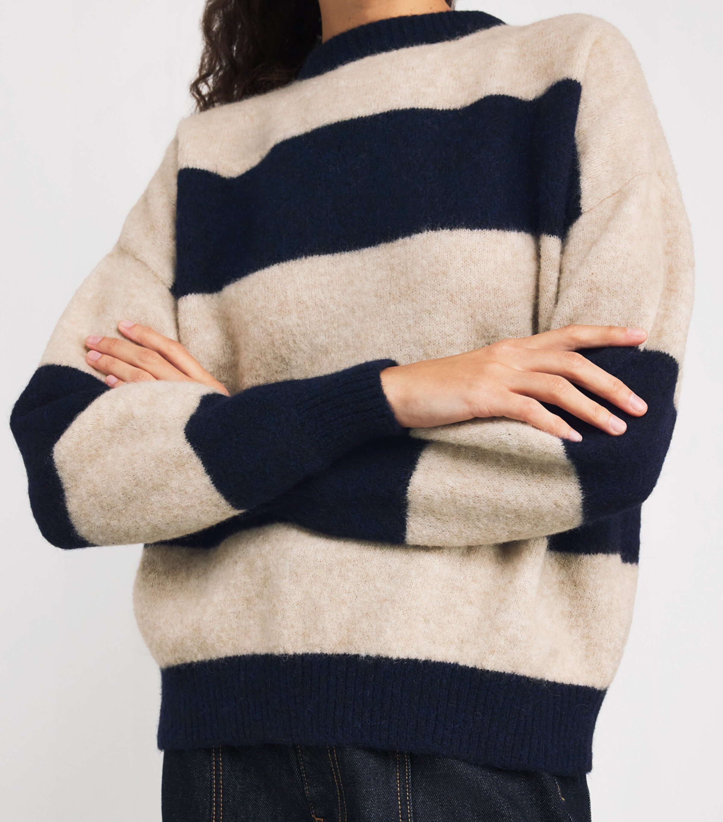 Stripe Crew-Neck Sweater NAVY Image 6