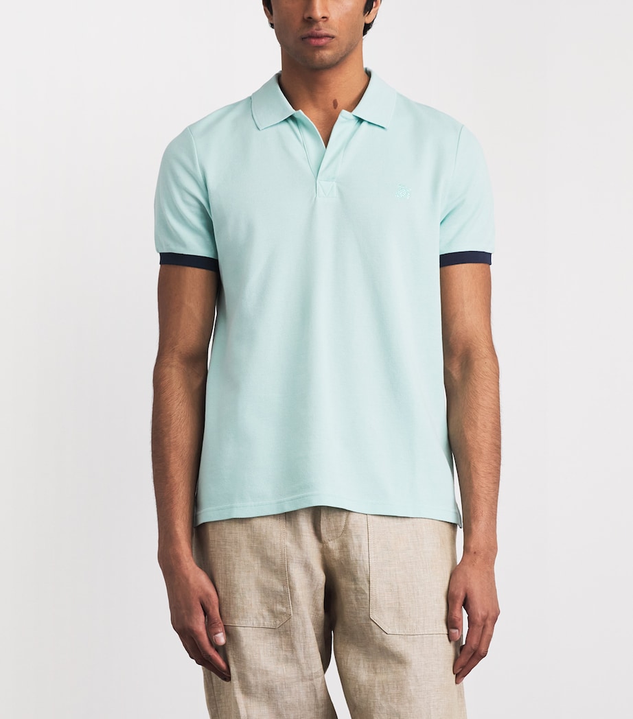 Vilebrequin Mens Organic Cotton Palatin Polo Shirt Pacific Image 4