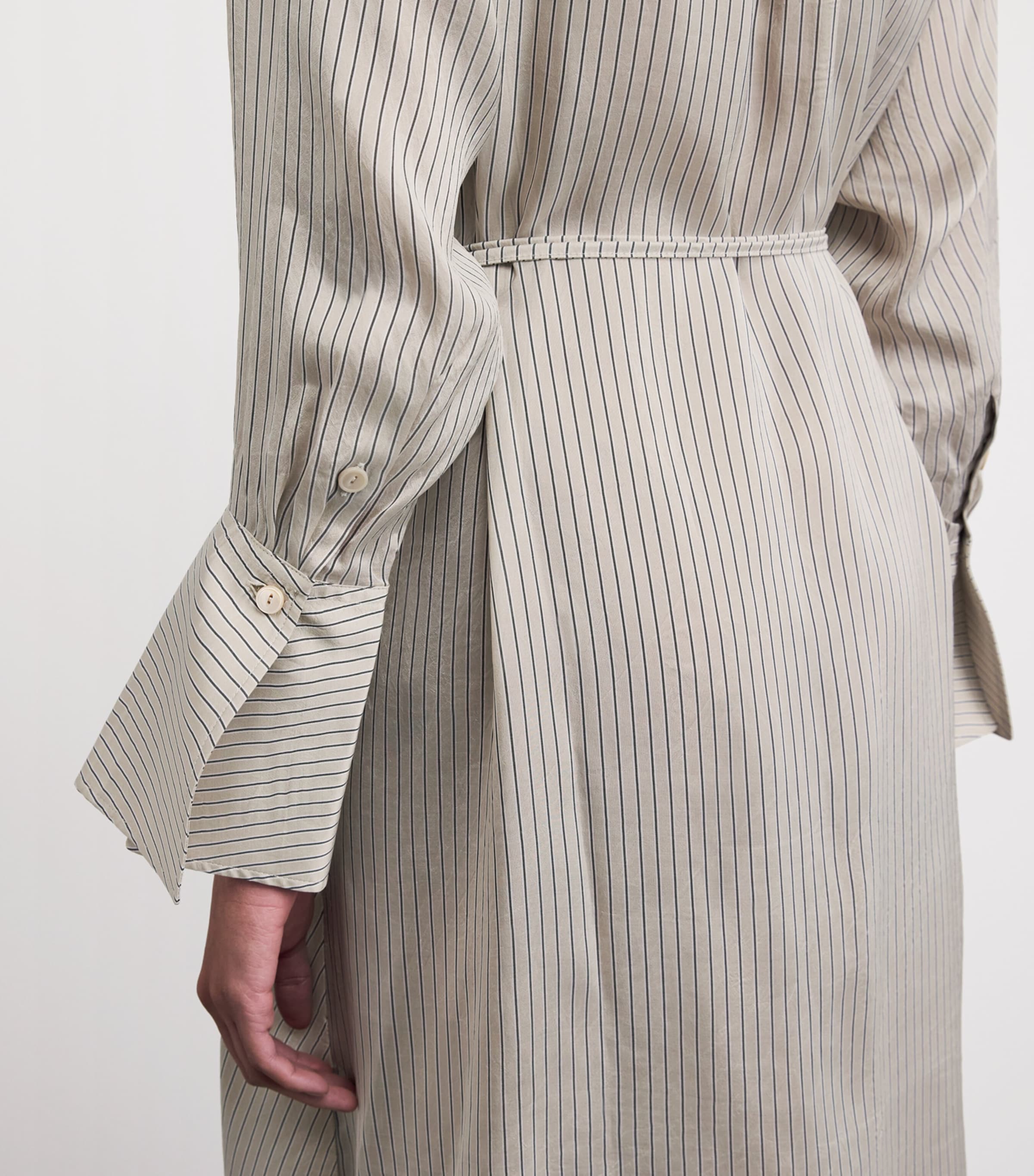 Palmer//Harding Womens Stripe Drift Midi Shirt Dress Beige Silk Stripe Image 3
