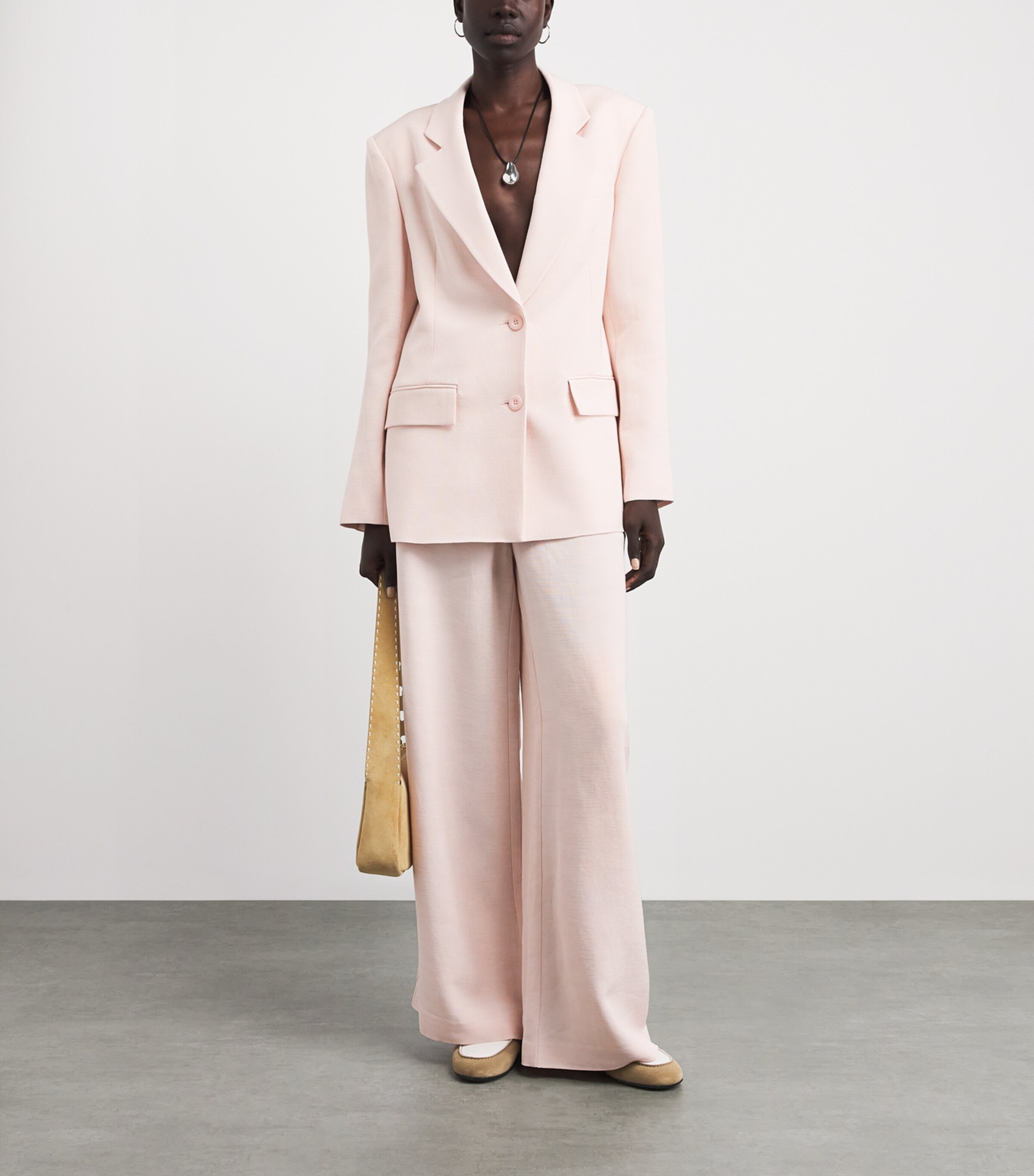 Claudie Pierlot Womens Wide-Leg Trousers Pale Pink Image 2
