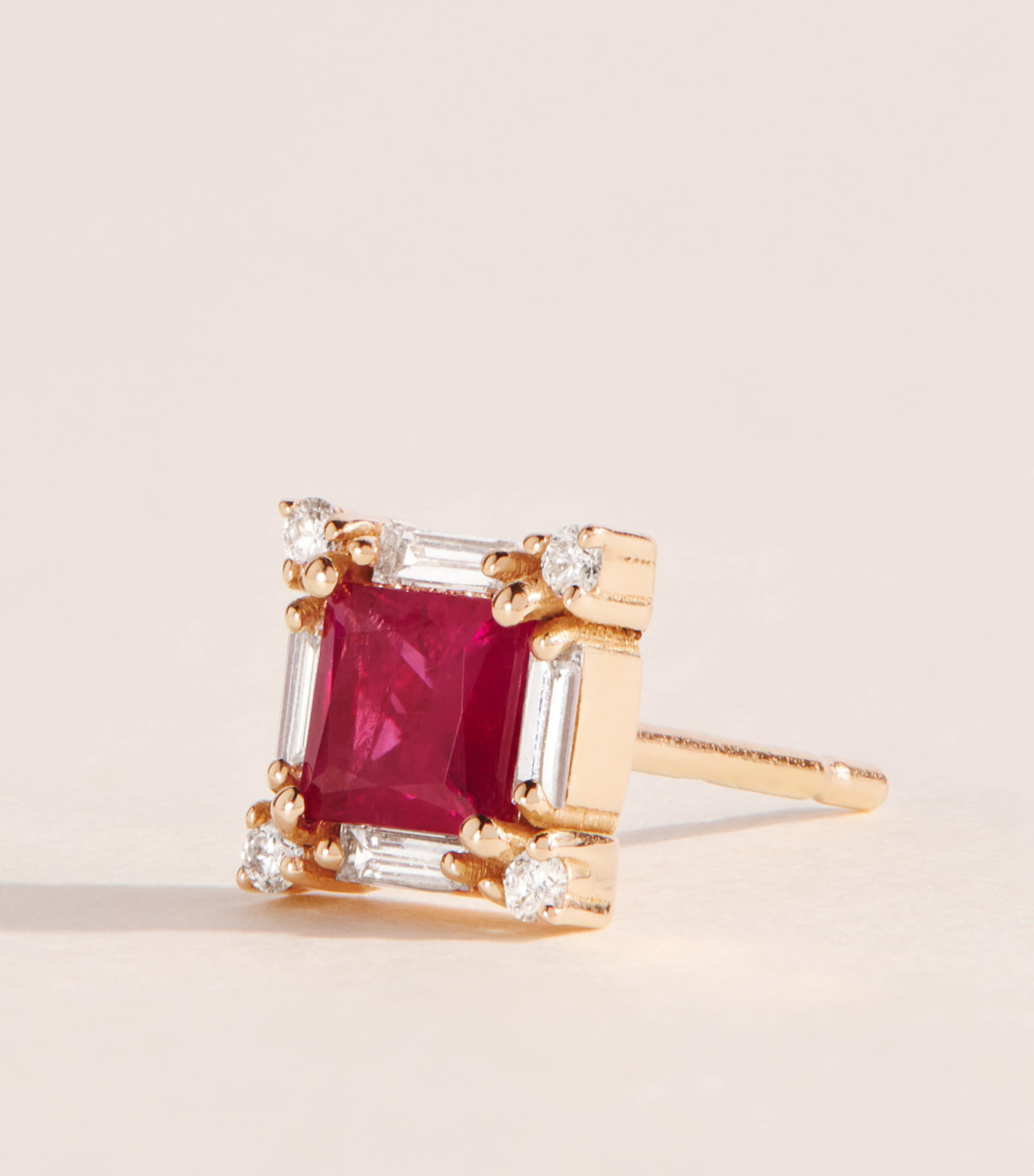 Suzanne Kalan Rose Gold, Diamond and Ruby Princess Midi Stud Earrings Rg/rs Image 4