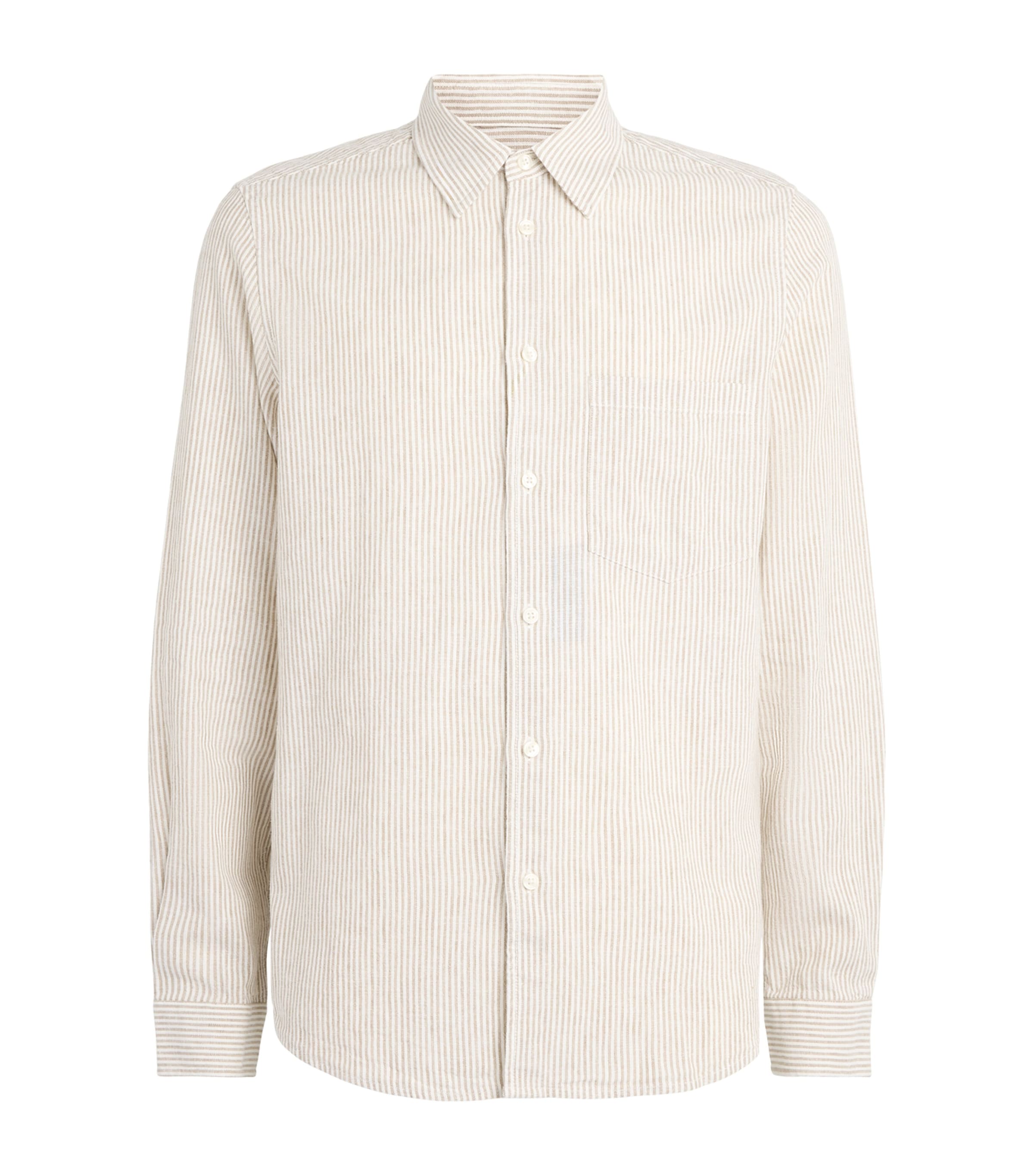 Samsøe Samsøe Mens Linen-Organic Cotton Stripe Saliam Shirt Aluminium Image 1