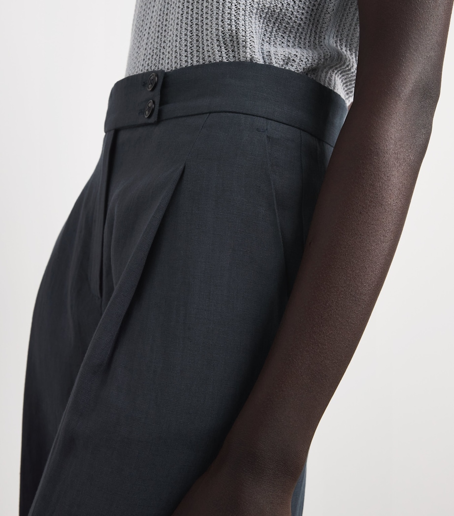 Eleventy Womens Linen Tailored Trousers Blu Nuovo Image 3