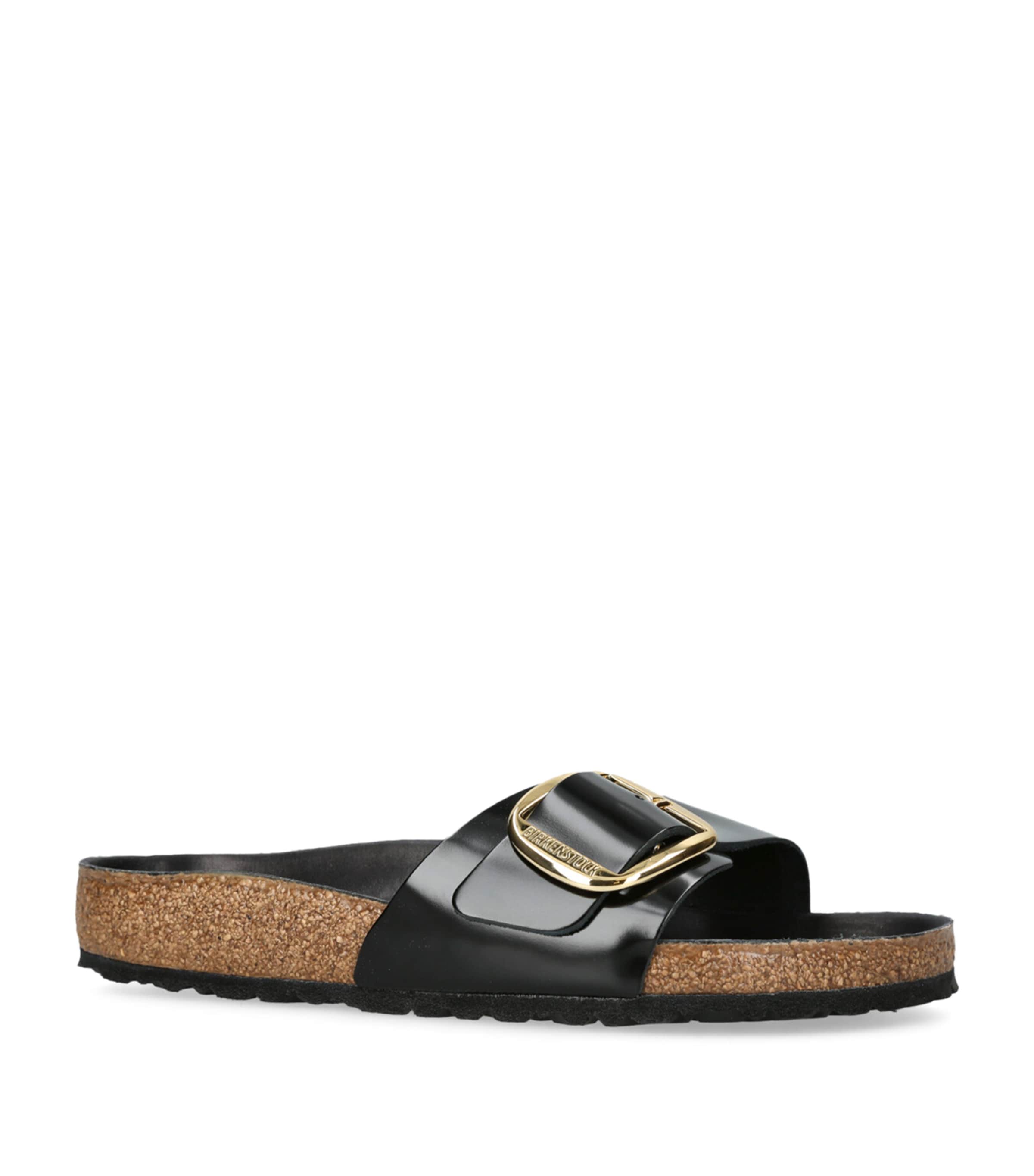 Leather Madrid Big Buckle Sandals BLACK Image 3