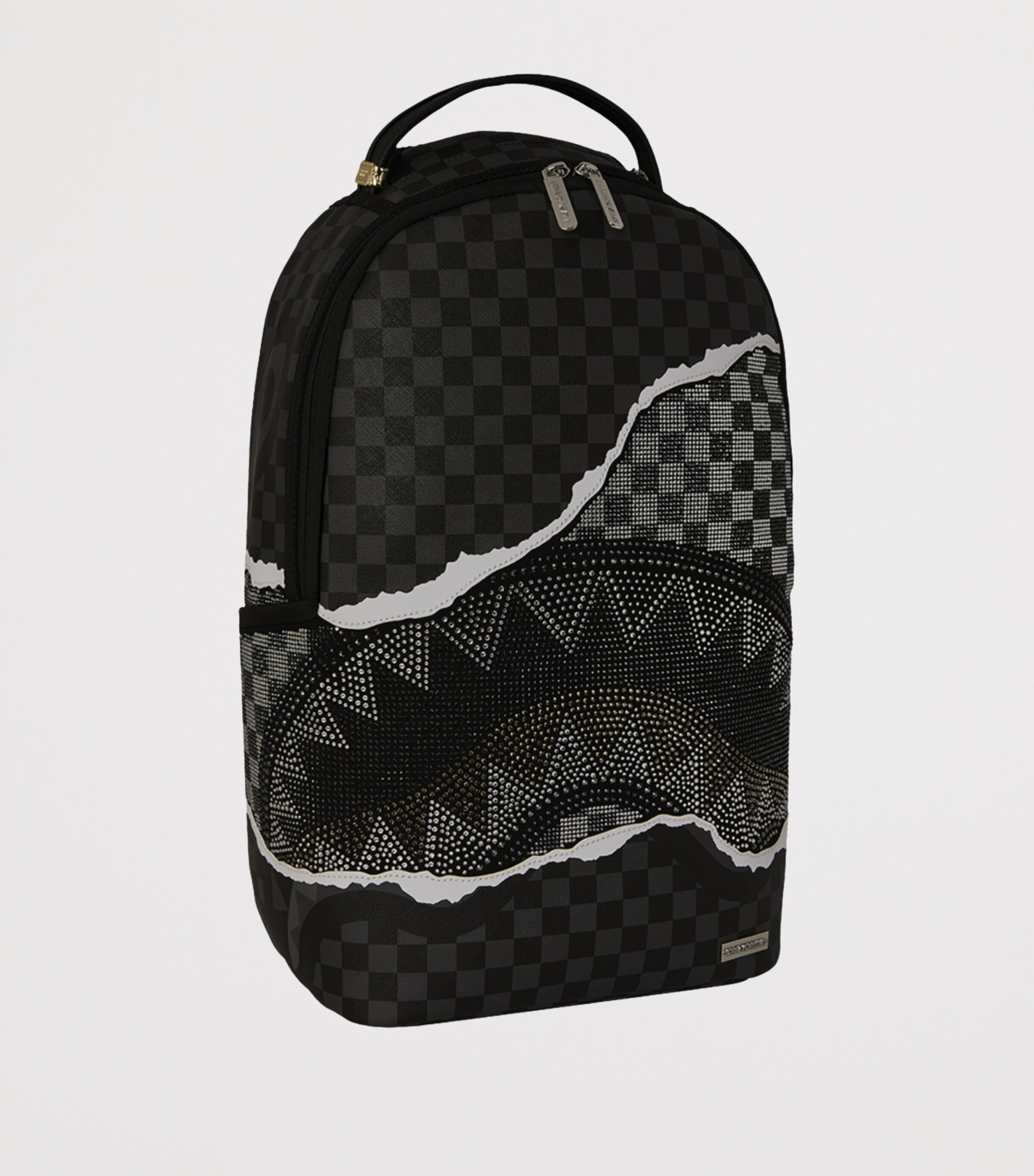 Sprayground リュック ゴールド チェッカーフラッグ Sprayground Gold Crystal-Embellished Check Backpack | Harrods US