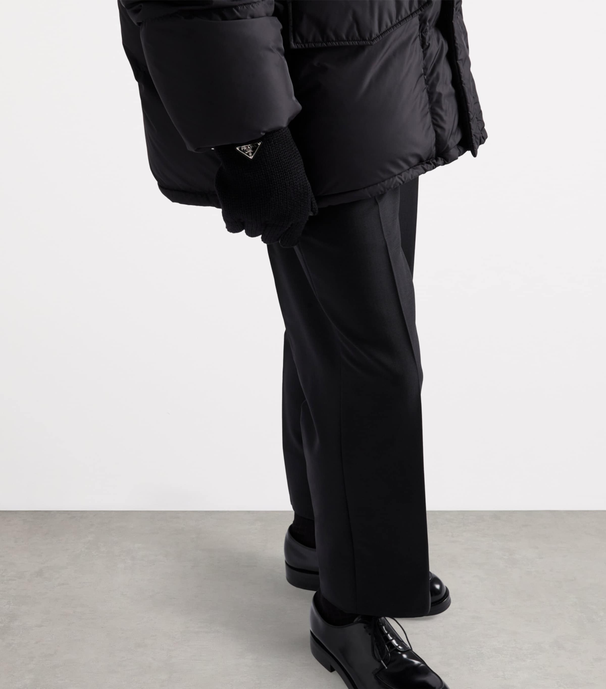 Virgin Wool Nappa Leather-Trimmed Gloves F0002 Image 4