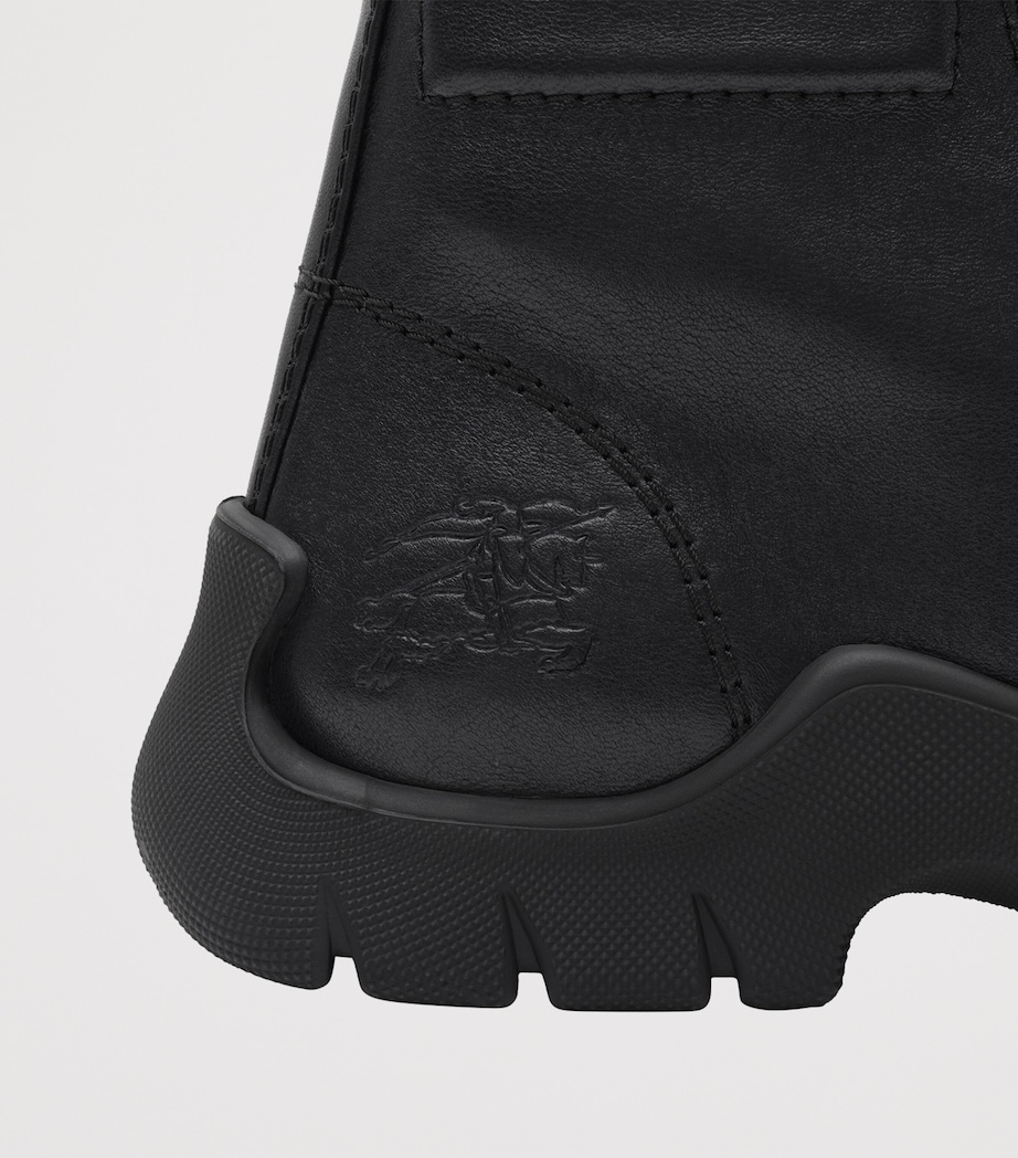 Burberry Leather Tone Lace-Up Boots Black Image 6
