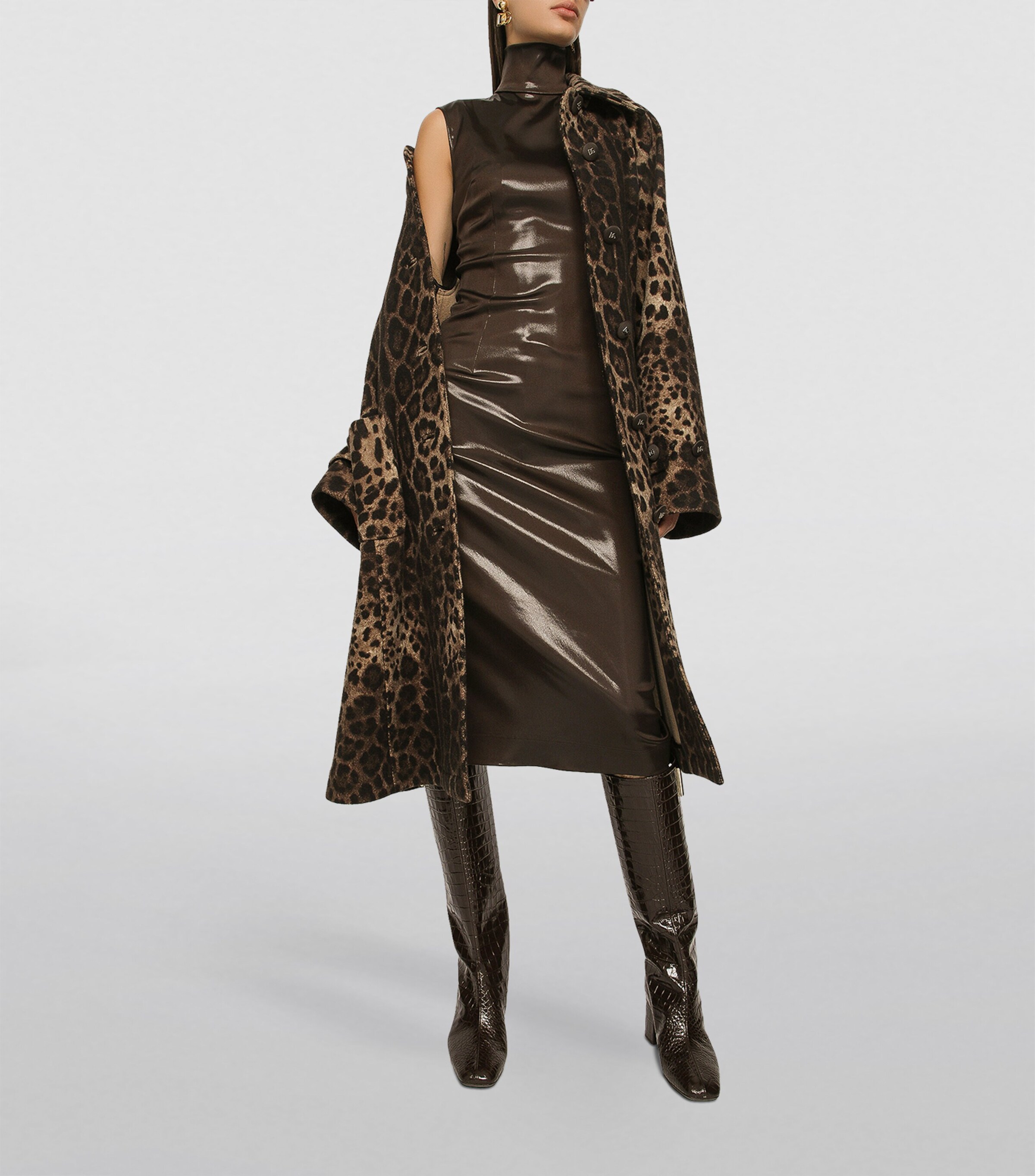 Wool-Silk Leopard Print Coat HY13M-LEO NEW Image 5