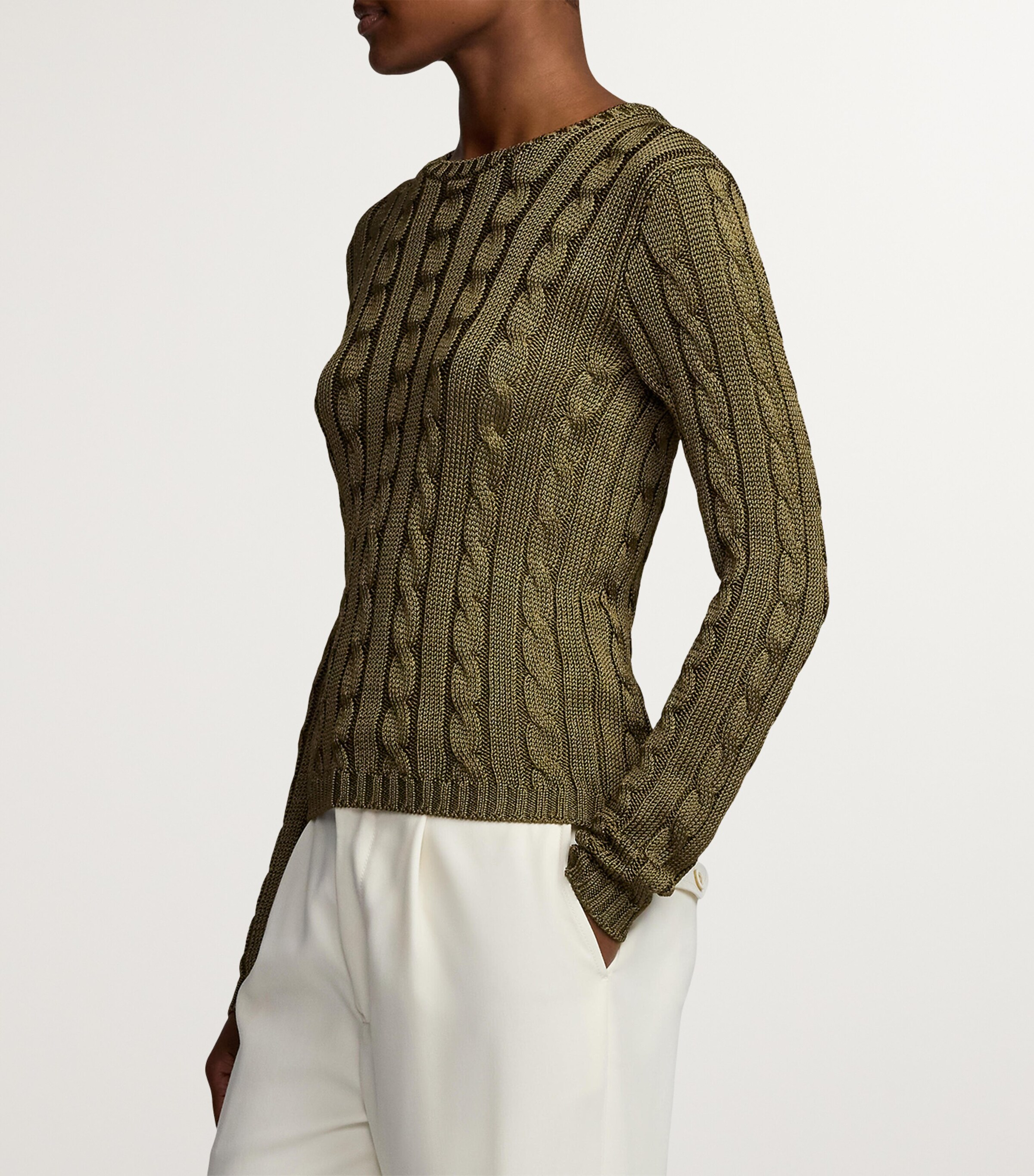 Silk Cable-Knit Sweater MOSS Image 5