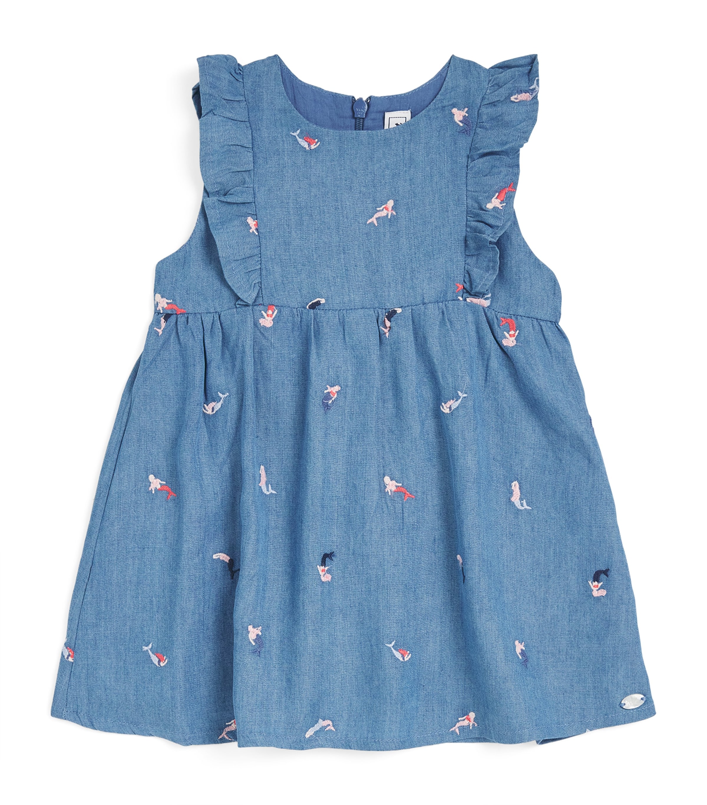 Tartine et Chocolat Frill-Trim Embroidered Dress (3 Months-4 Years) Indigo Image 1