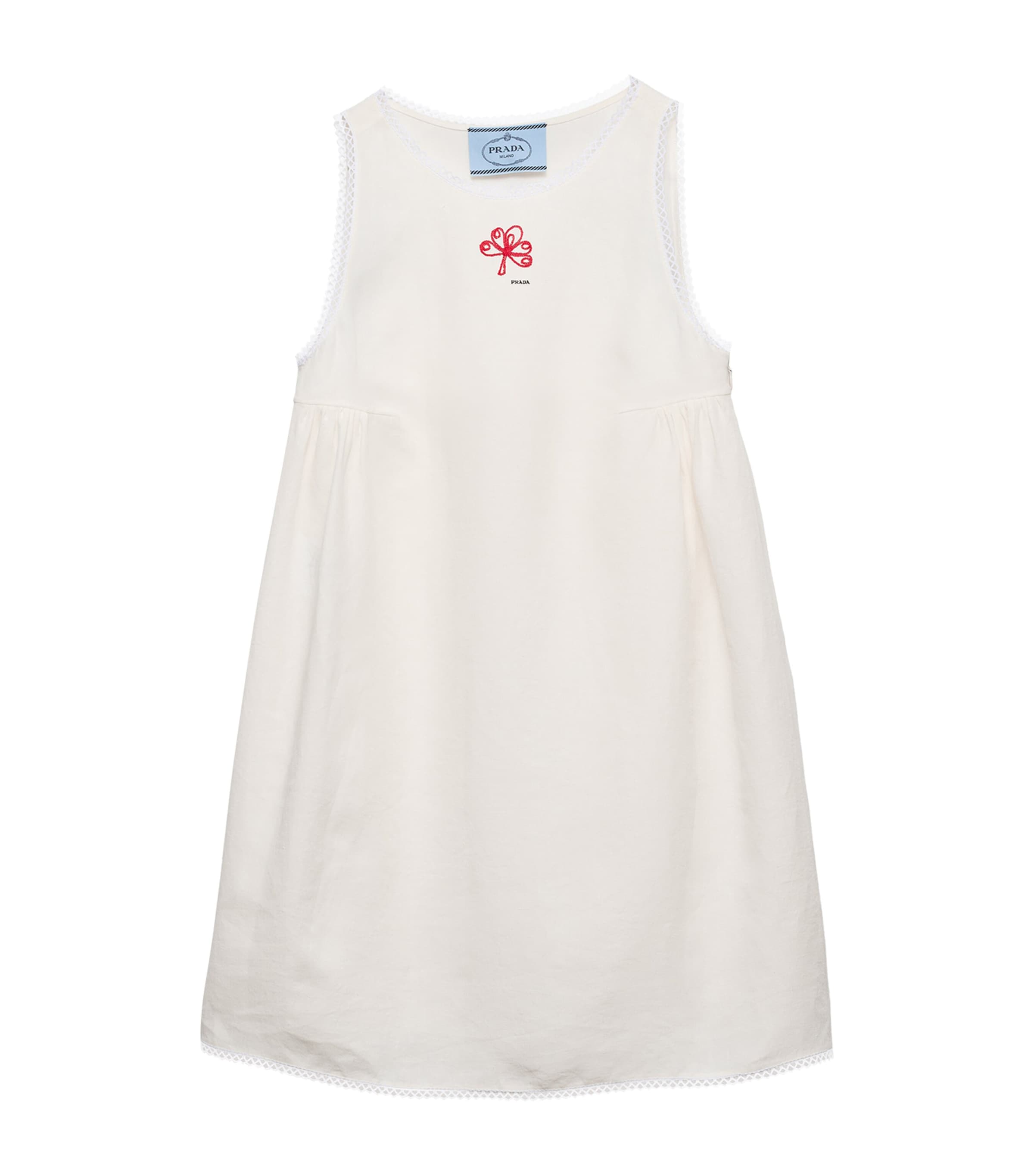 Prada Womens Linen Canvas Mini Dress White Image 1
