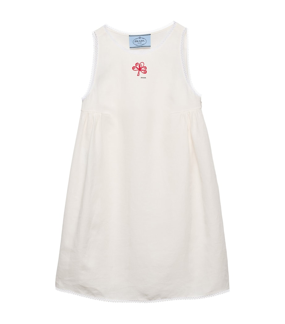 Prada Womens Linen Canvas Mini Dress White Image 1