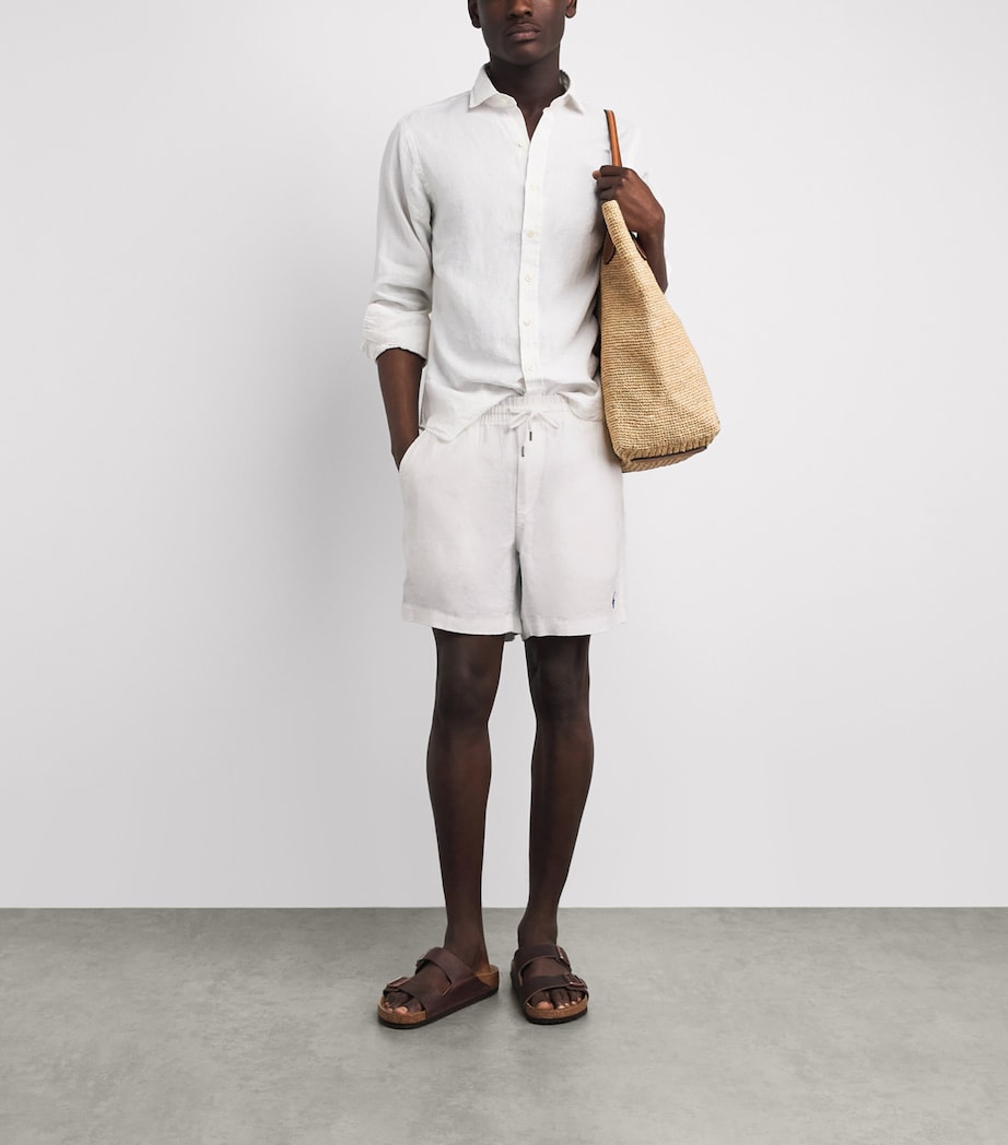 Polo Ralph Lauren Mens Linen Prepster Shorts White Image 2