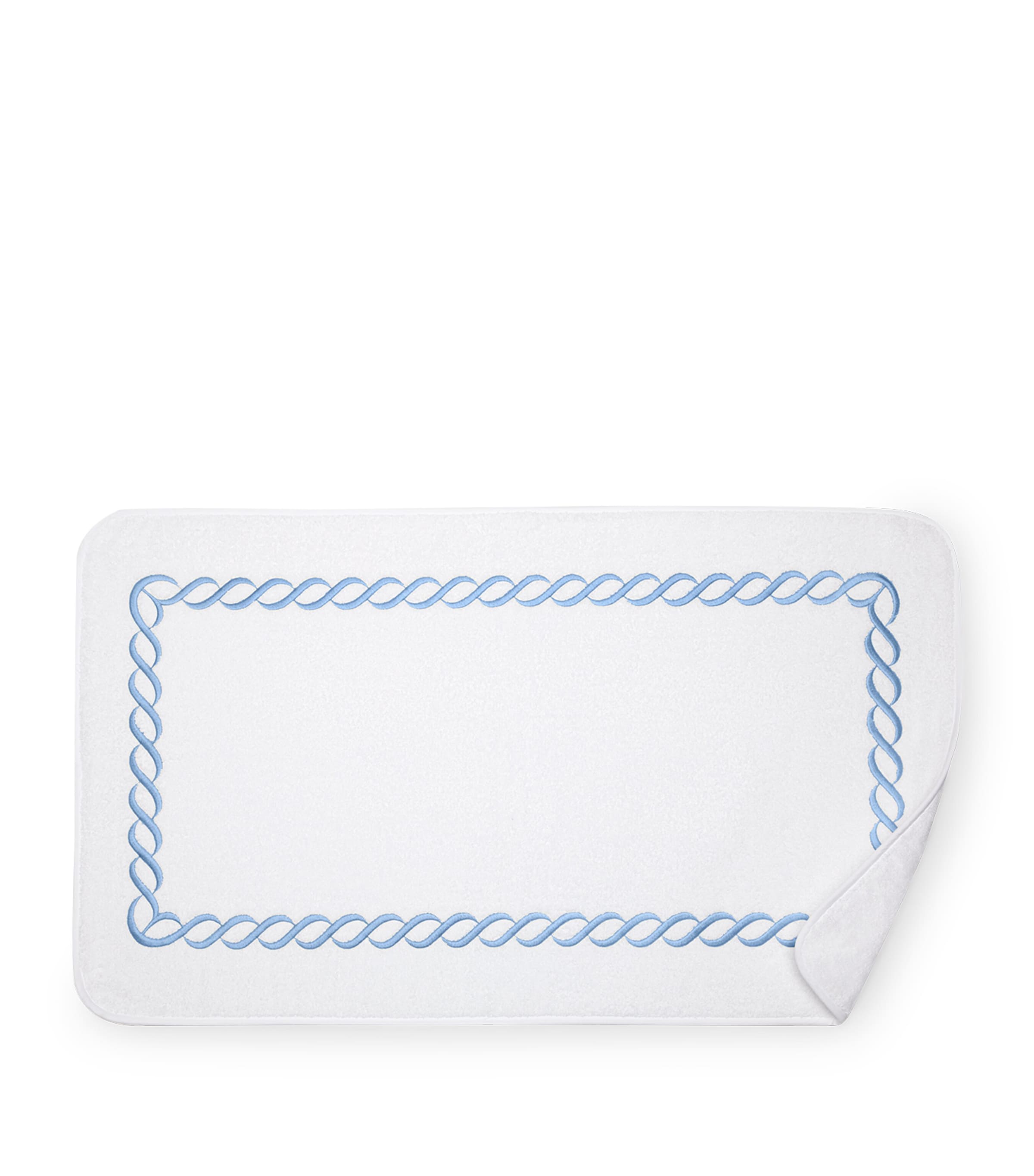 Pratesi Cotton Treccia Bath Mat In Blue