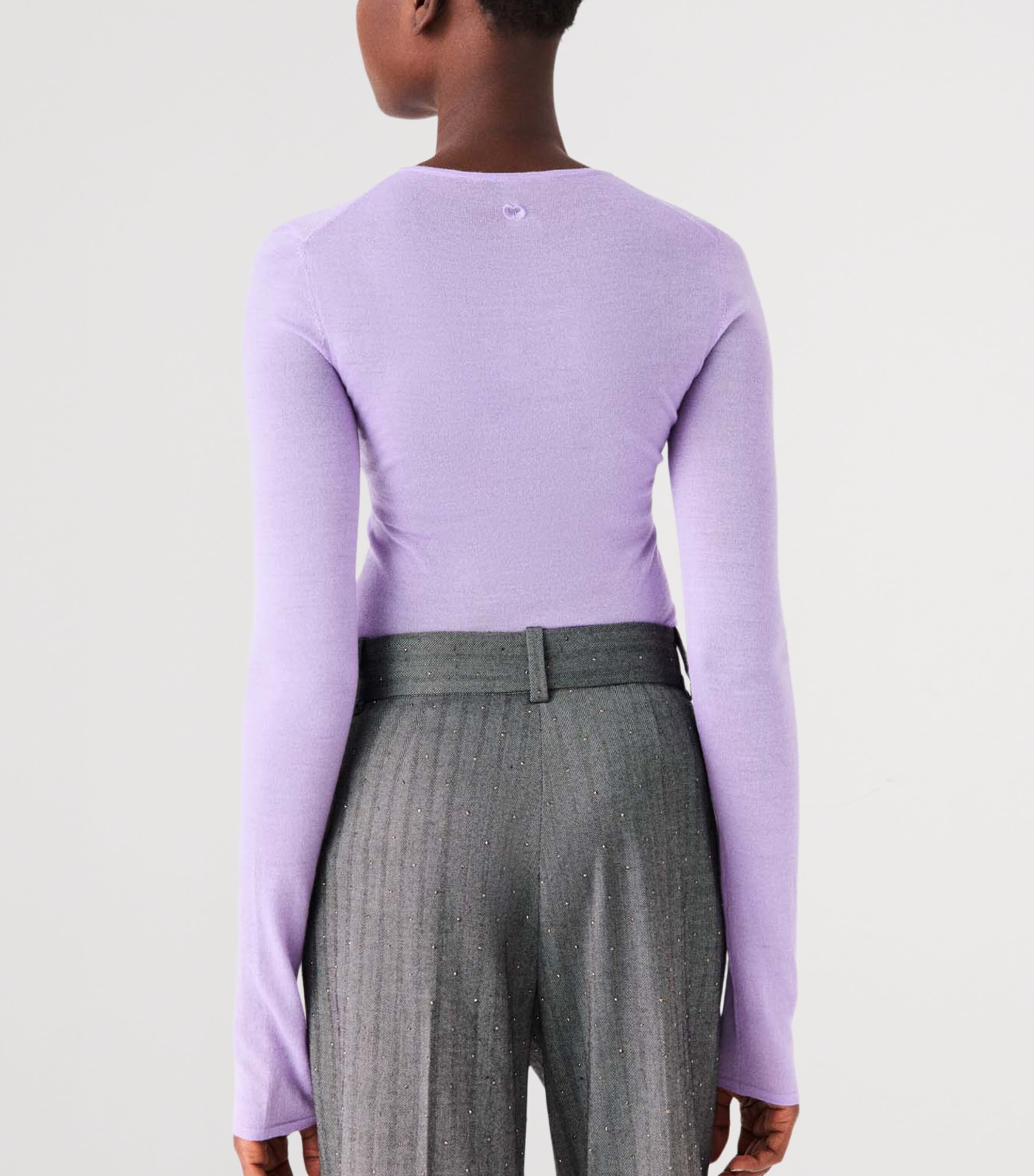 Maje Womens Wool Crew-Neck Sweater Parma Violet Image 3