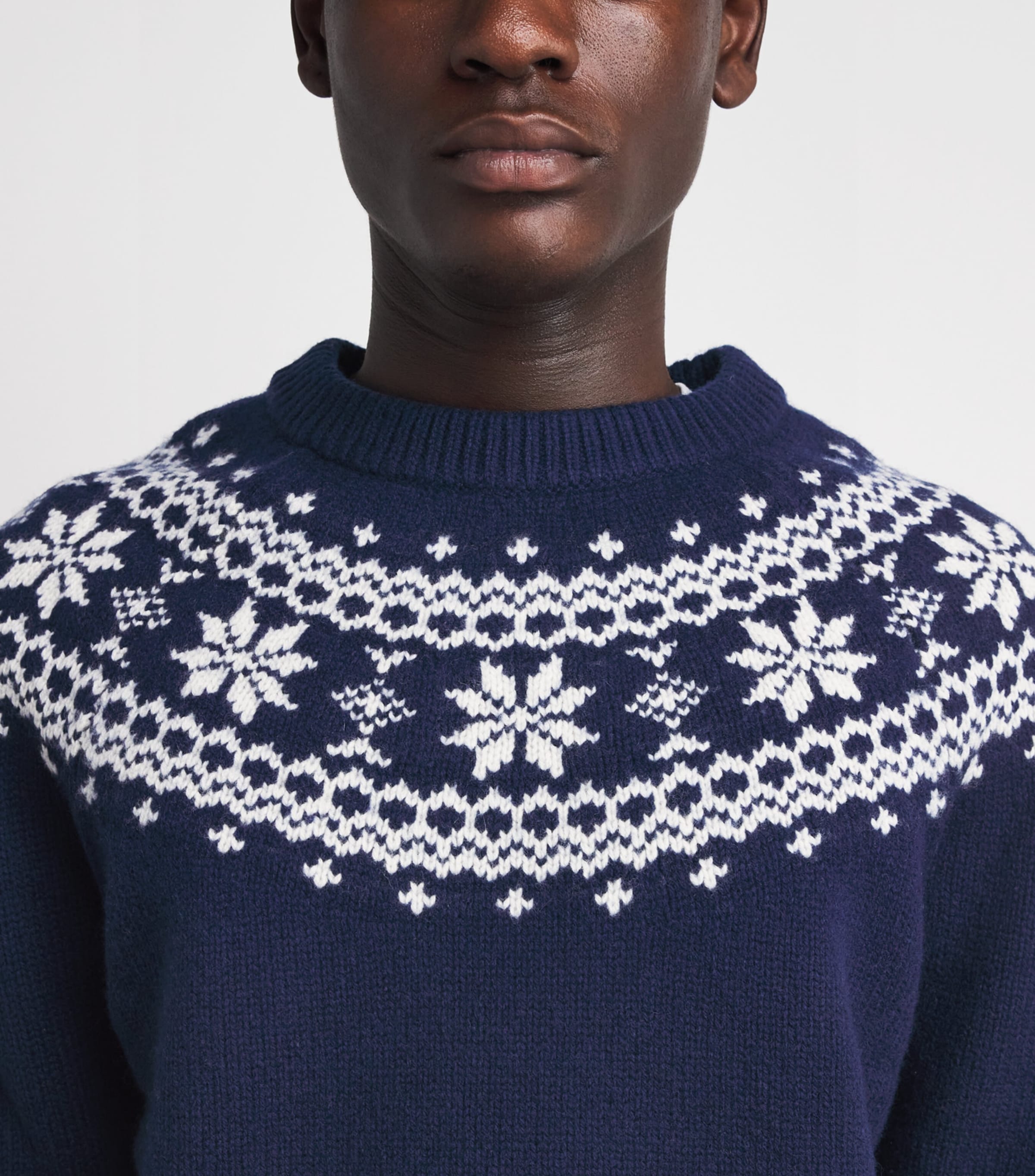 Harrods Mens Wool Fair Isle Sweater Image 3