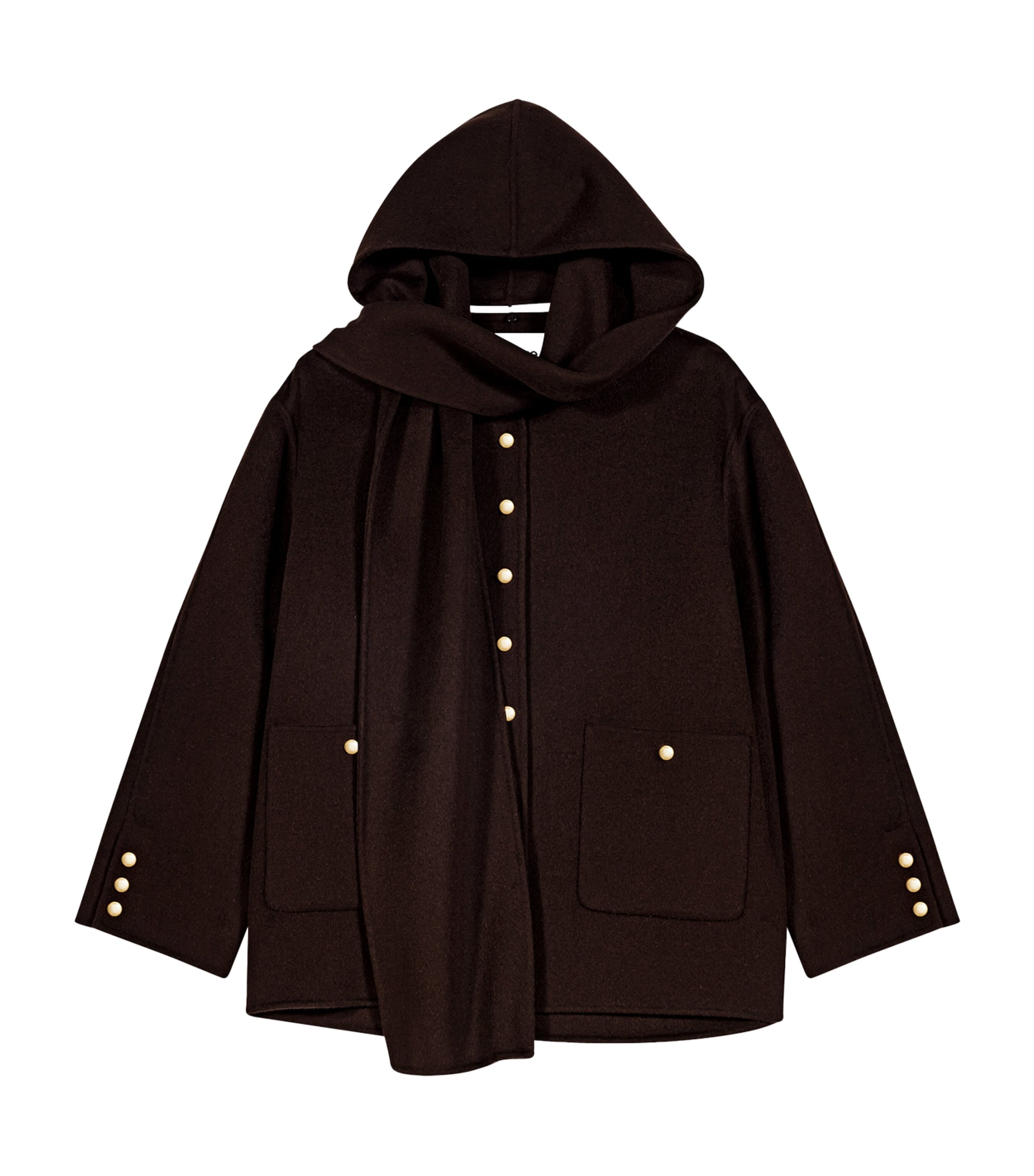 Maje Womens Wool-Blend Coat Dark Brown Image 1