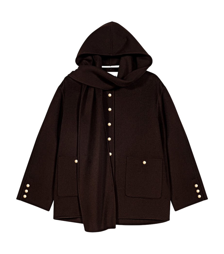 Maje Womens Wool-Blend Coat Dark Brown Image 1