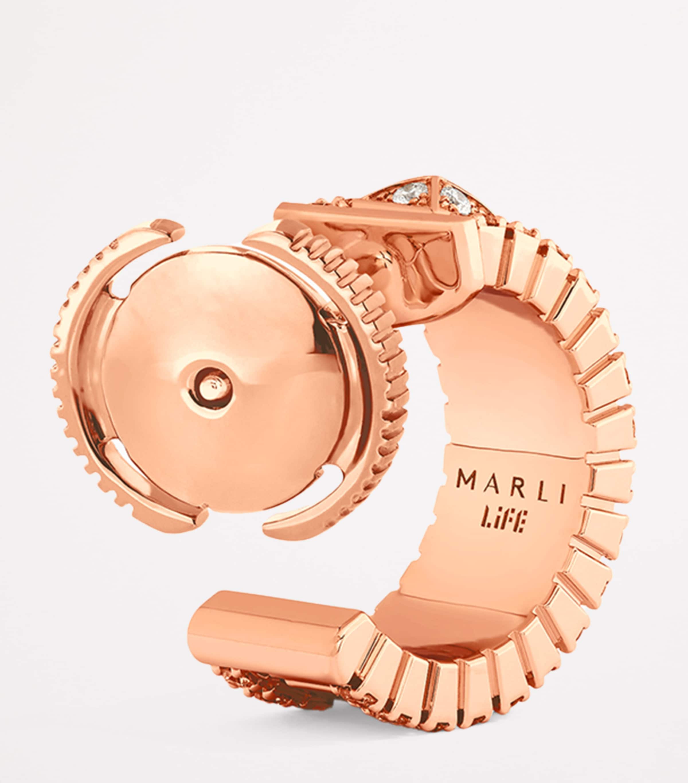 Mini Rose Gold and Diamond Life Hoop Earrings ROSE GOLD Image 3