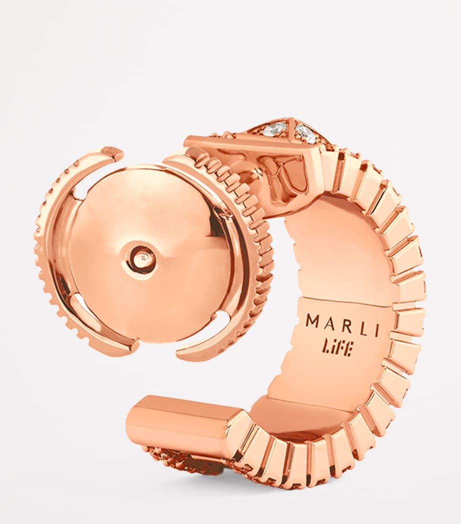 Mini Rose Gold and Diamond Life Hoop Earrings ROSE GOLD Image 3