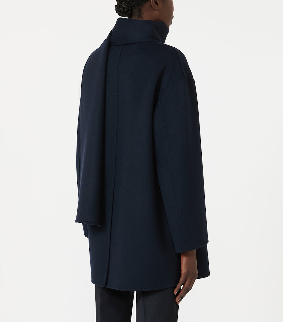 Max Mara Womens Virgin Wool Scarf Coat Midnightblue Image 4