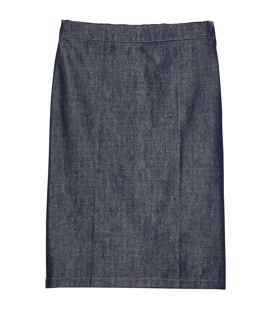 Prada Womens Denim Midi Pencil Skirt Image 1