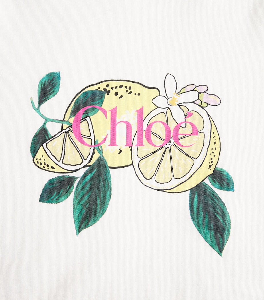 Chloé Womens Cotton Lemon Print T-Shirt White Image 2